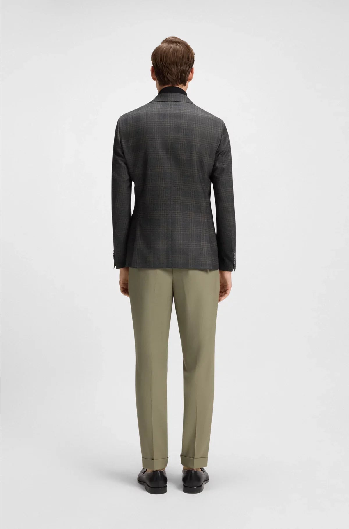 BLAZER SLIM FIT IN LANA VERGINE A QUADRI