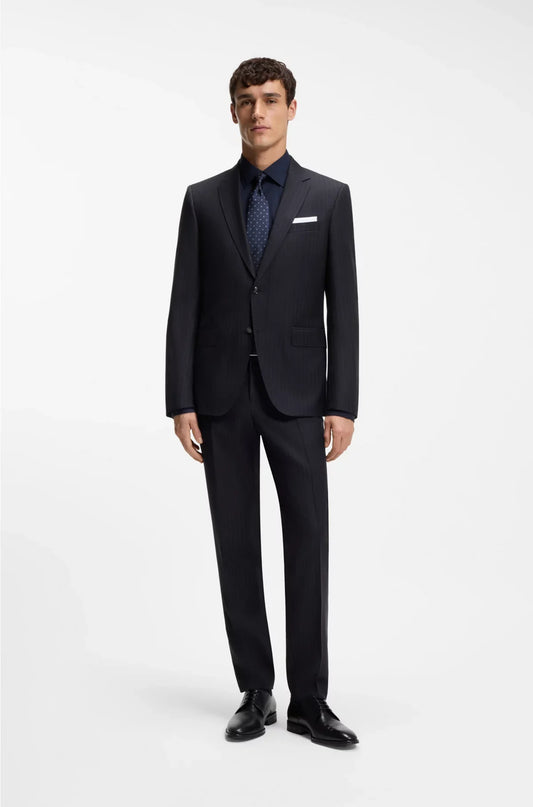 SLIM-FIT SUIT IN STRIPED VIRGIN WOOL