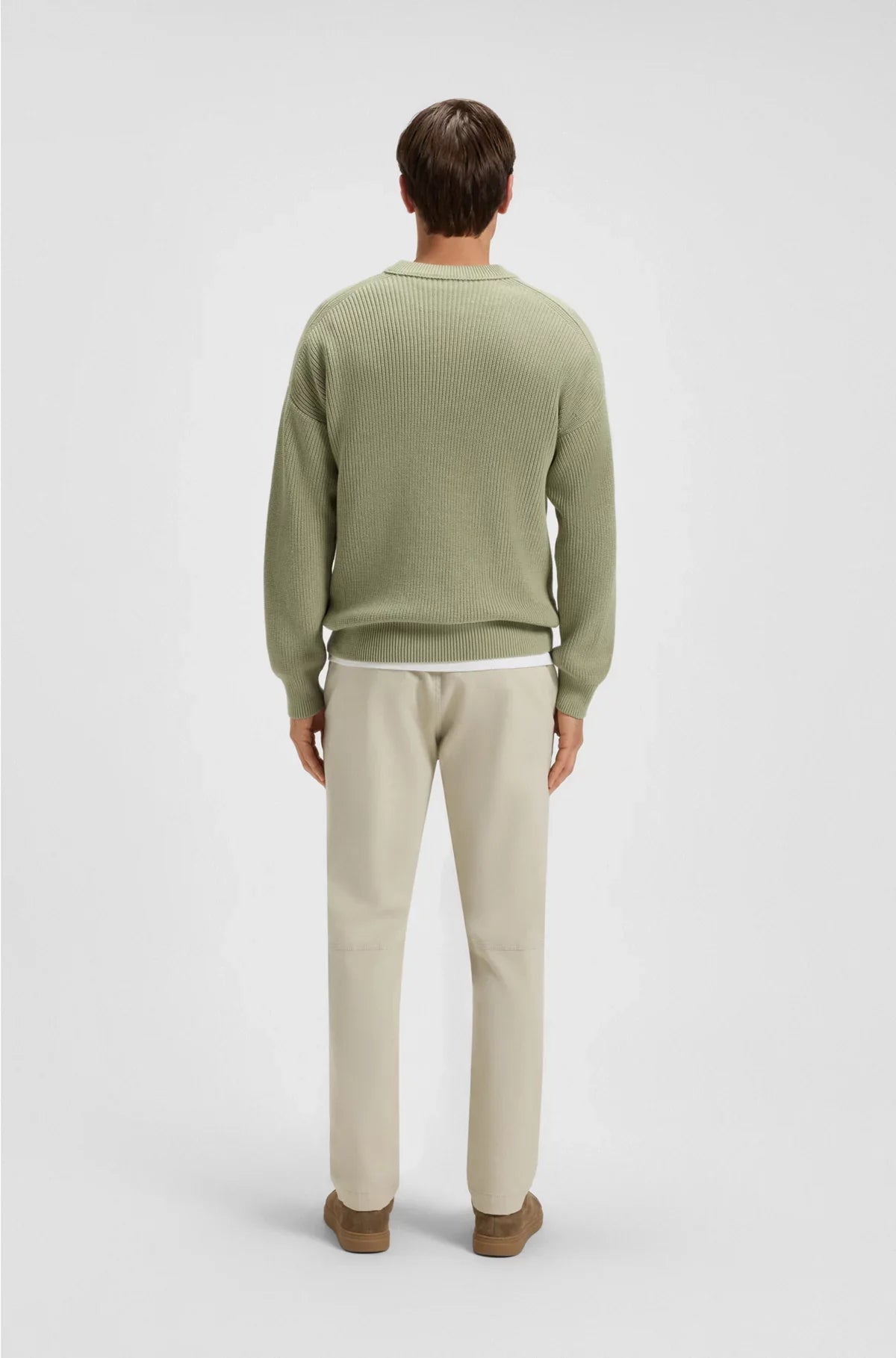 RIBBED-COTTON SWEATER WITH CONTRAST POCKET