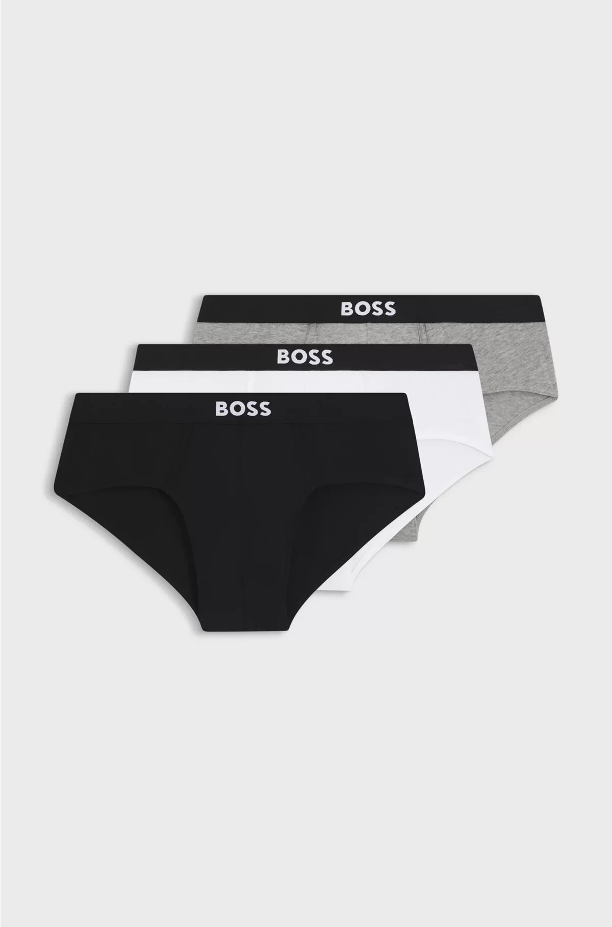 THREE-PACK OF STRETCH-COTTON BRIEFS WITH LOGO WAISTBANDS