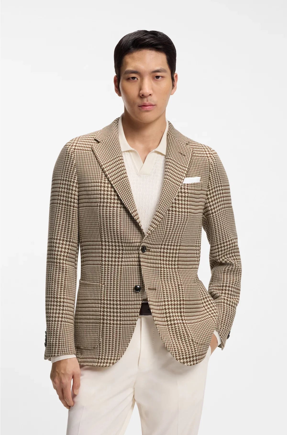 BLAZER SLIM FIT IN LANA VERGINE A QUADRI