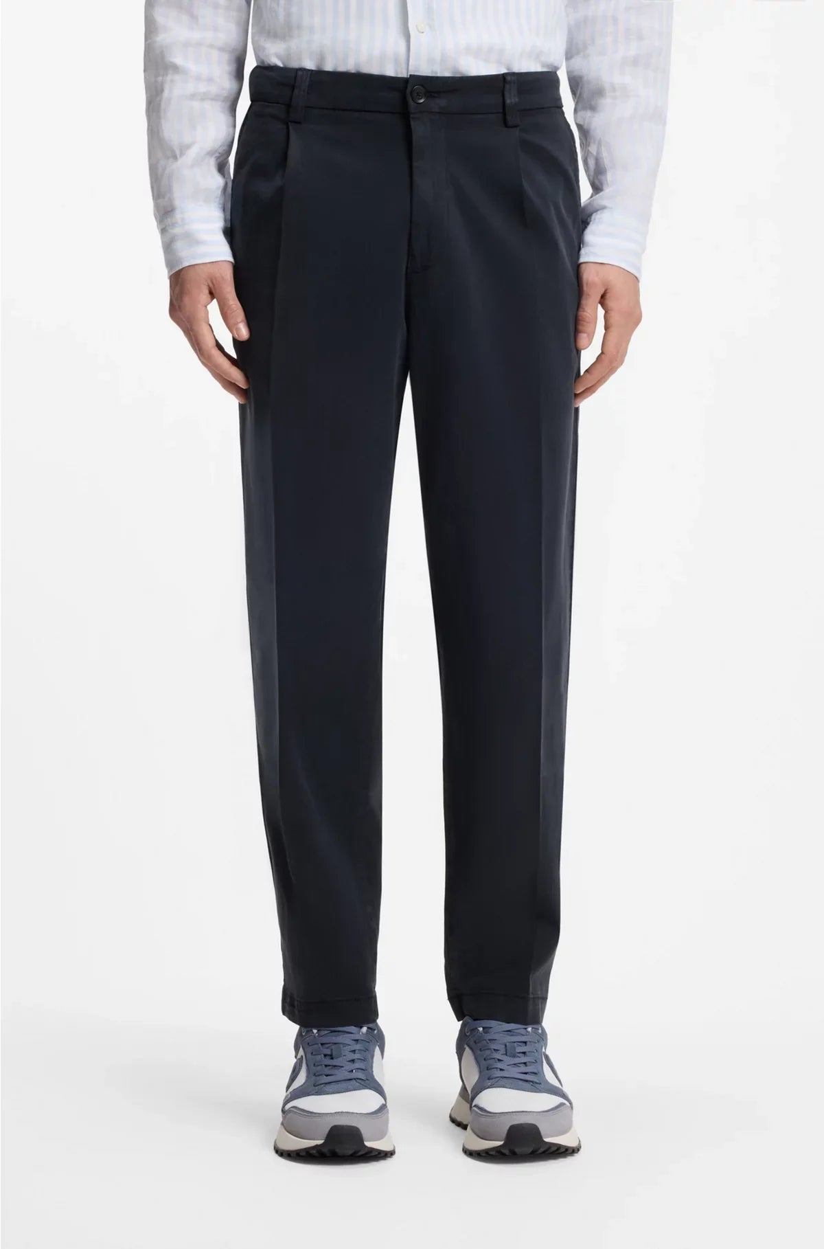 TAPERED-FIT TROUSERS IN STRETCH TWILL