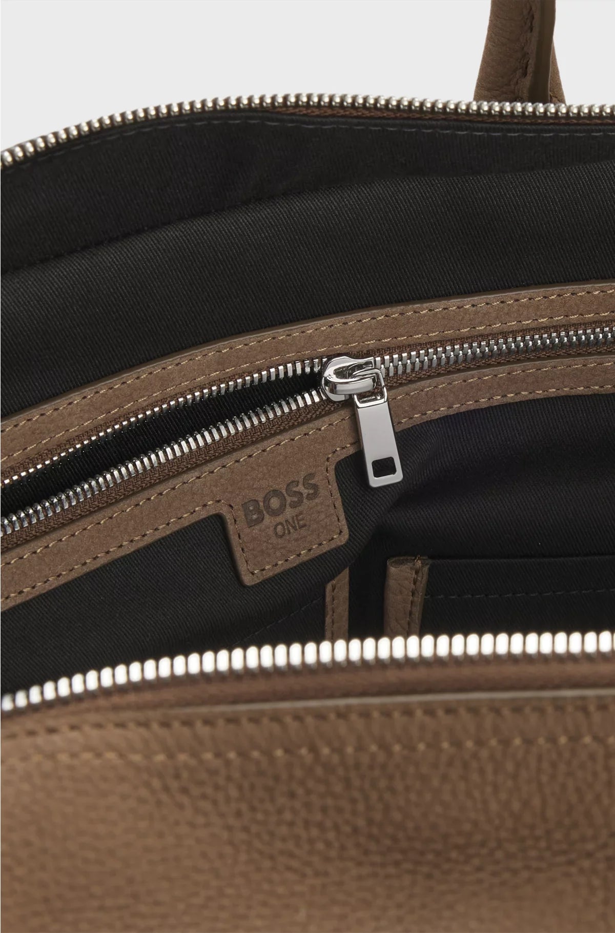 GRAINED-LEATHER HOLDALL WITH EMBOSSED LOGO
