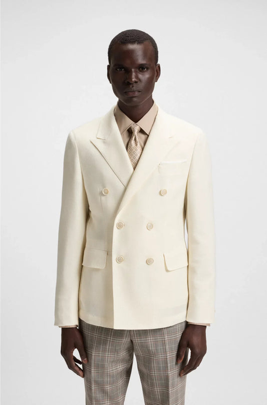 BLAZER SLIM FIT IN COTONE E CASHMERE MELANGE
