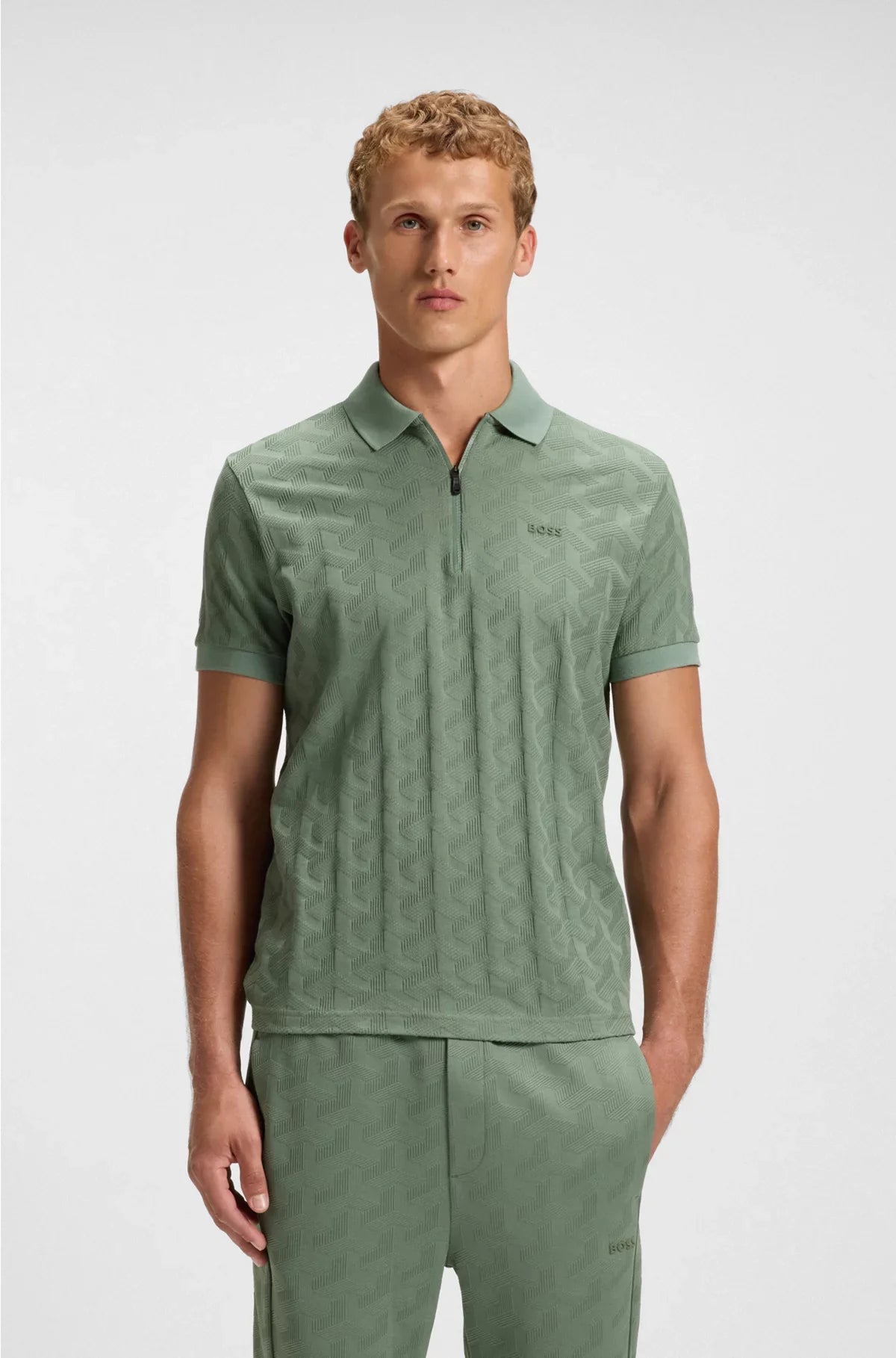 Polo in cotone mercerizzato con motivo jacquard