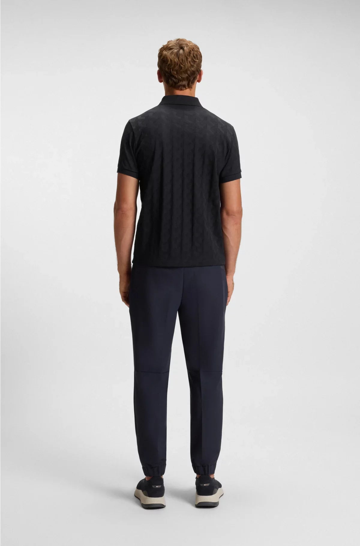 Polo in cotone mercerizzato con motivo jacquard