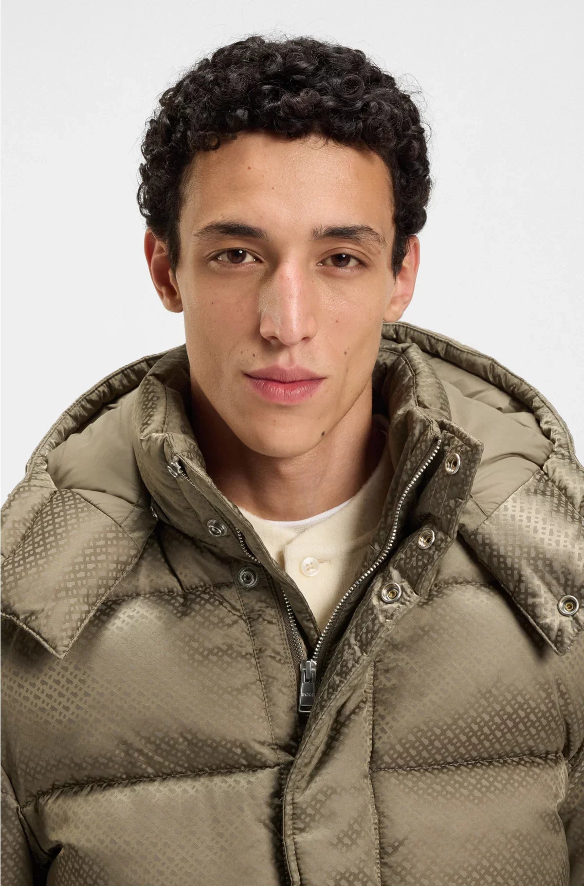 WATER-REPELLENT JACKET WITH MONOGRAM JACQUARD
