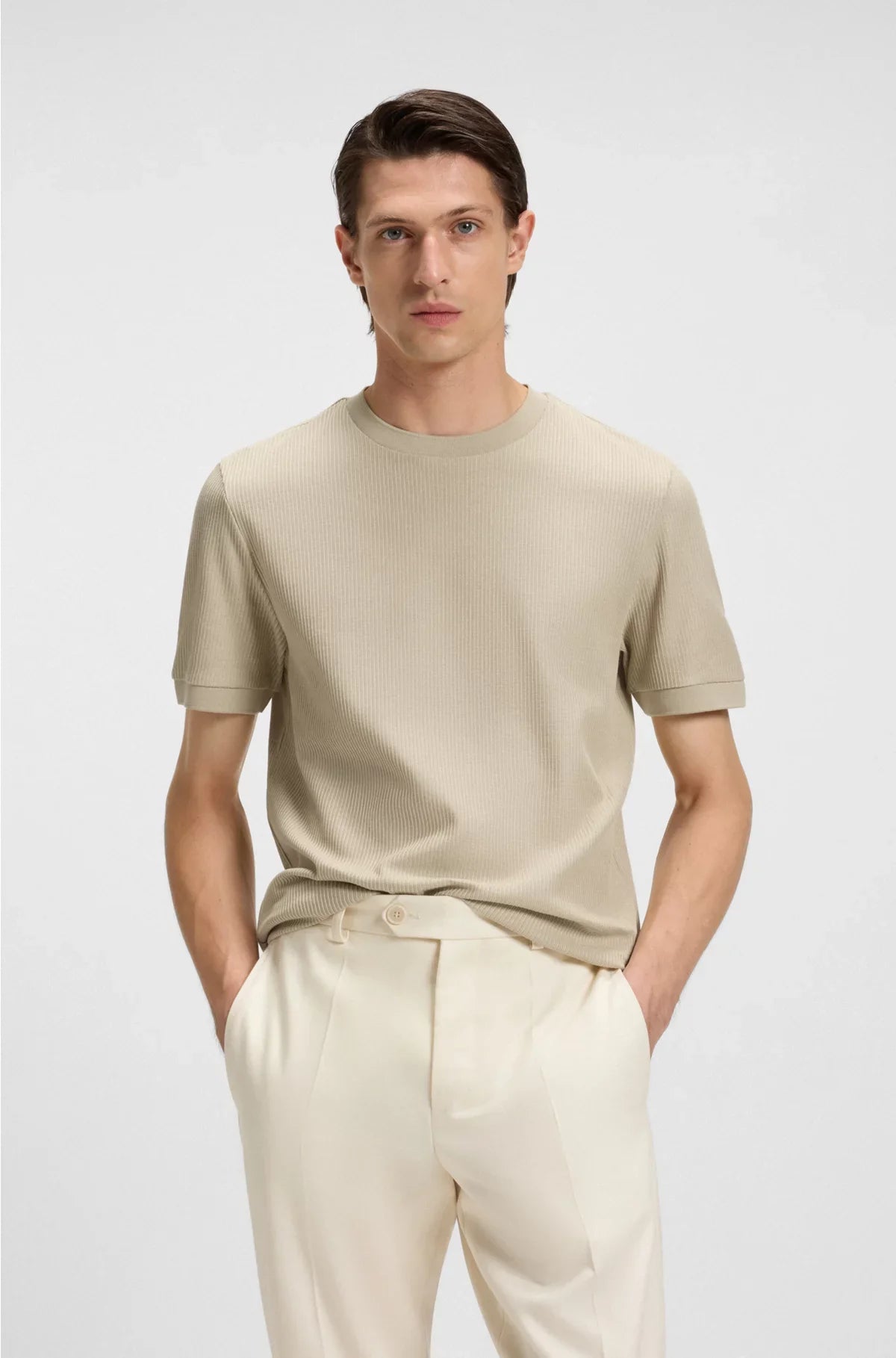 T-SHIRT REGULAR FIT IN COTONE STRUTTURATO
