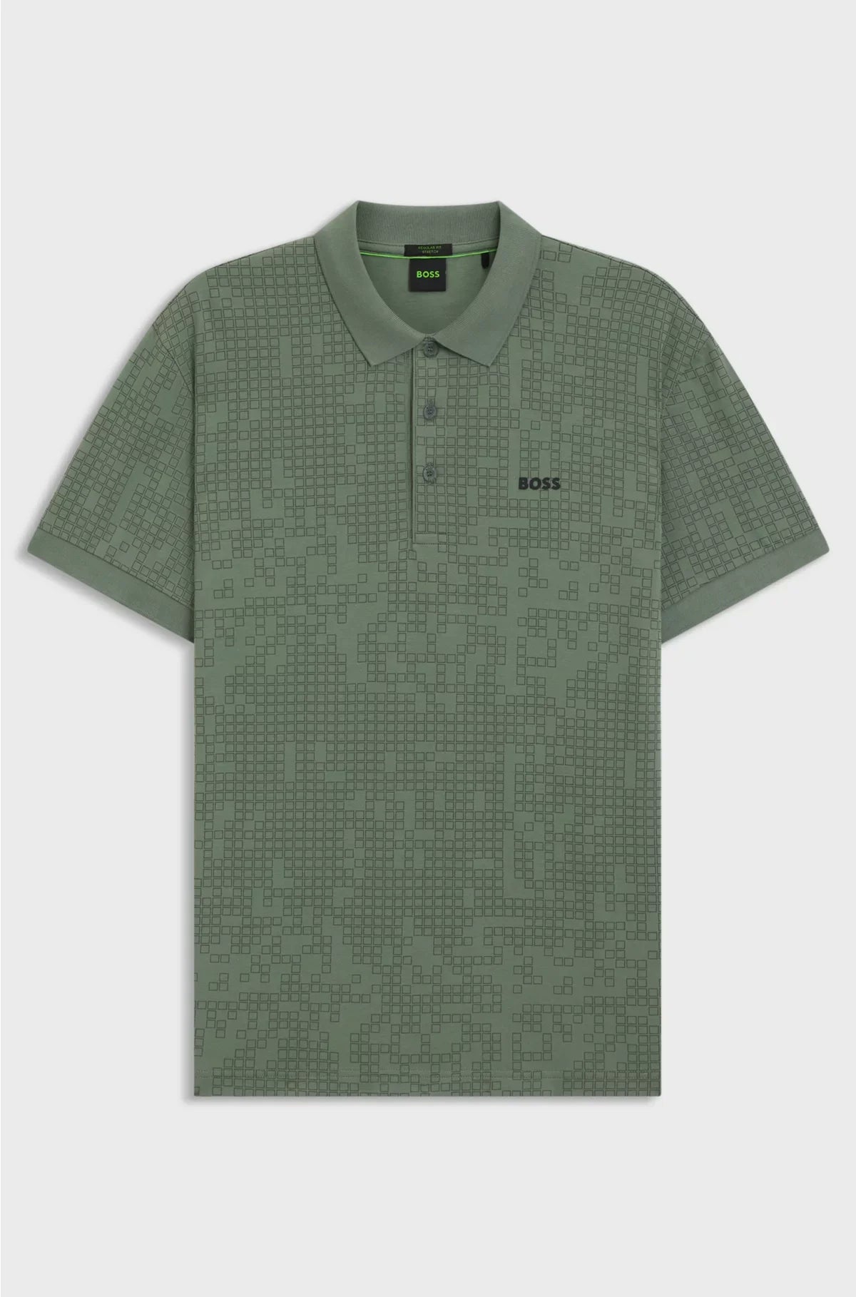 STRETCH-COTTON POLO SHIRT WITH ALL-OVER PRINT