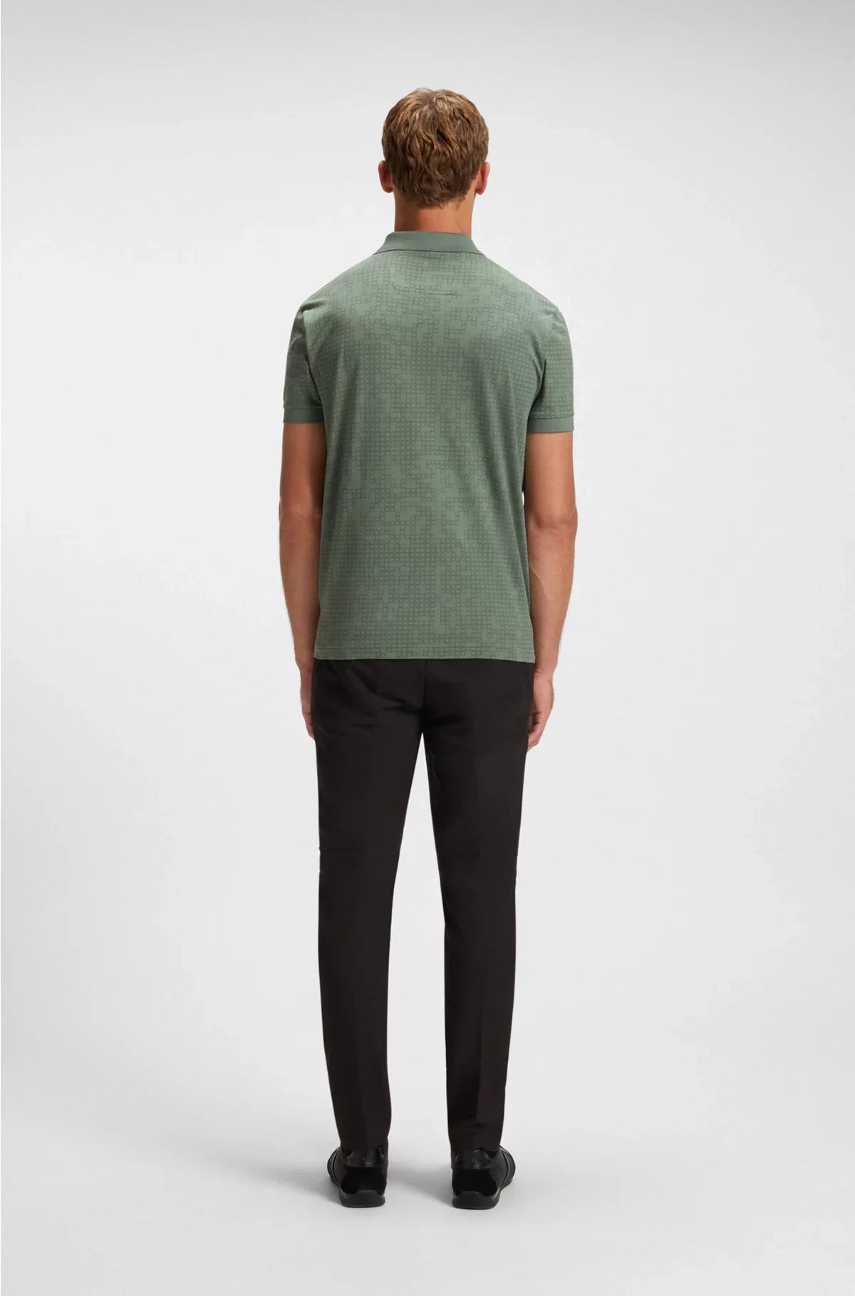 STRETCH-COTTON POLO SHIRT WITH ALL-OVER PRINT