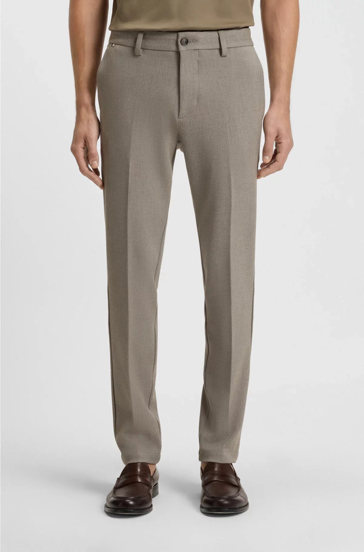 SLIM-FIT TROUSERS IN BRUSHED HERRINGBONE