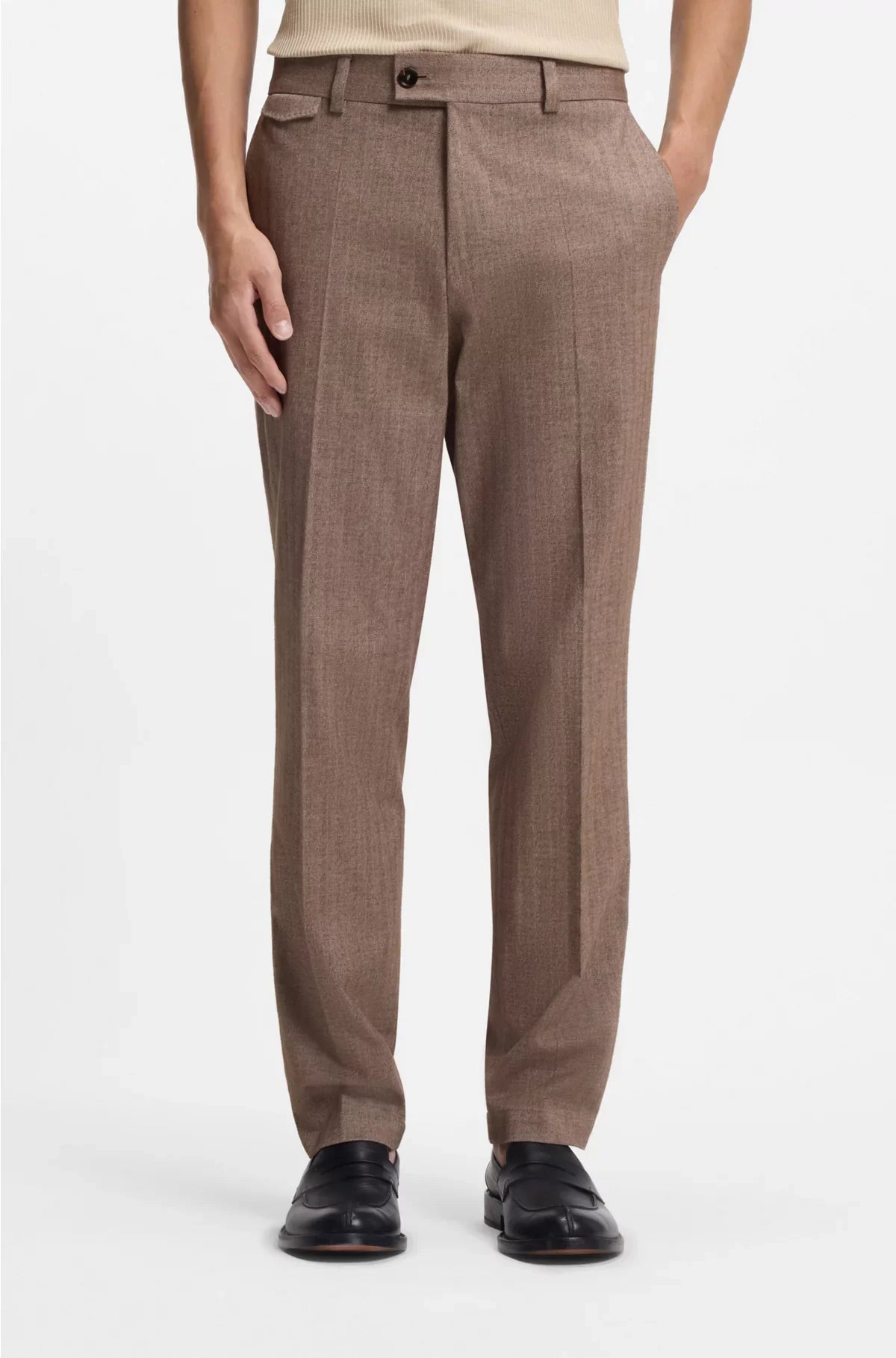 TAPERED-FIT TROUSERS IN COTTON, CASHMERE AND STRETCH