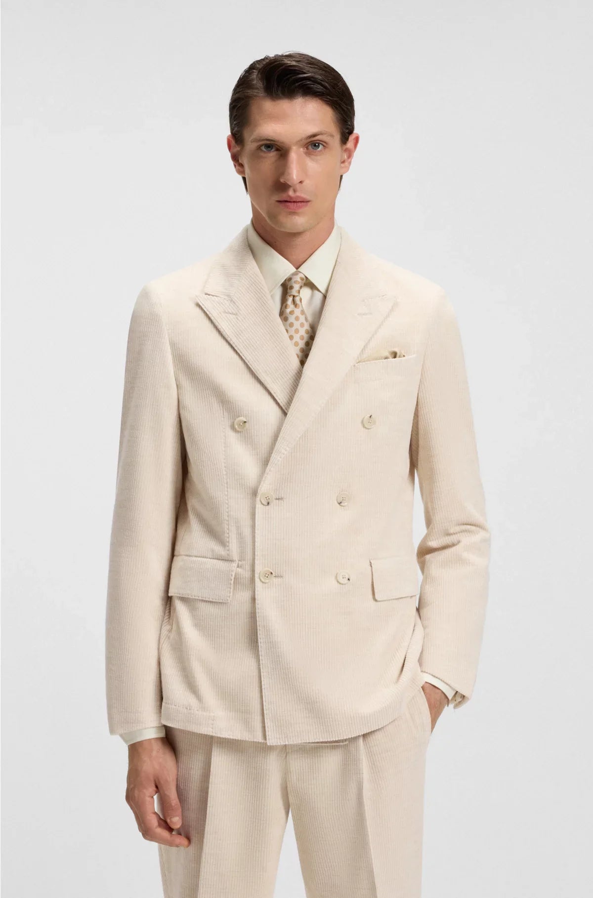 BLAZER SLIM-FIT IN VELLUTO A COSTINE DI COTONE E ALPACA