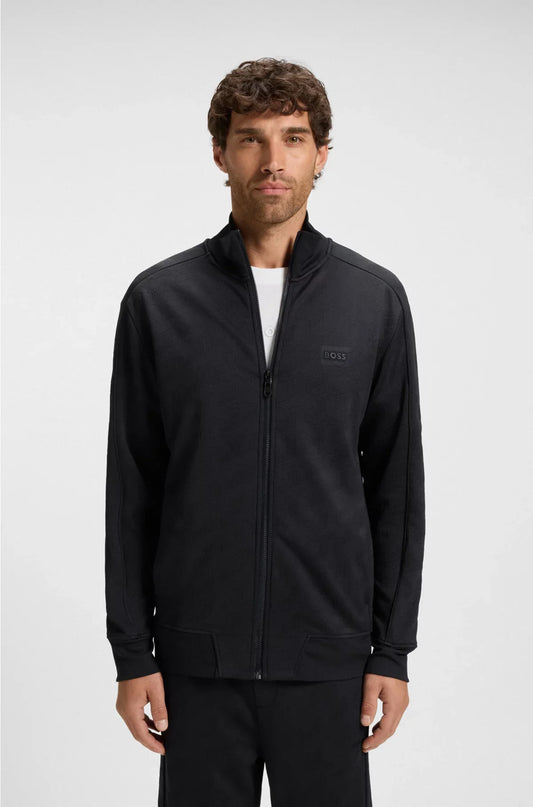 FELPA REGULAR-FIT CON ZIP E LAVORAZIONE JACQUARD TRAPUNTATA