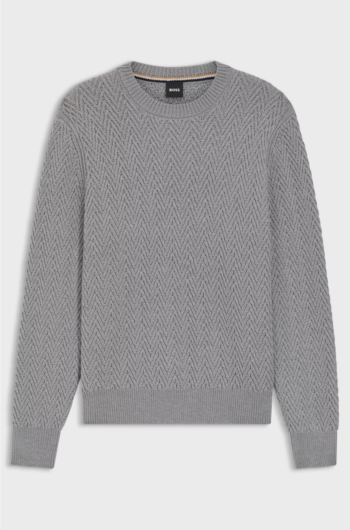 VIRGIN-WOOL SWEATER WITH HERRINGBONE STRUCTURE