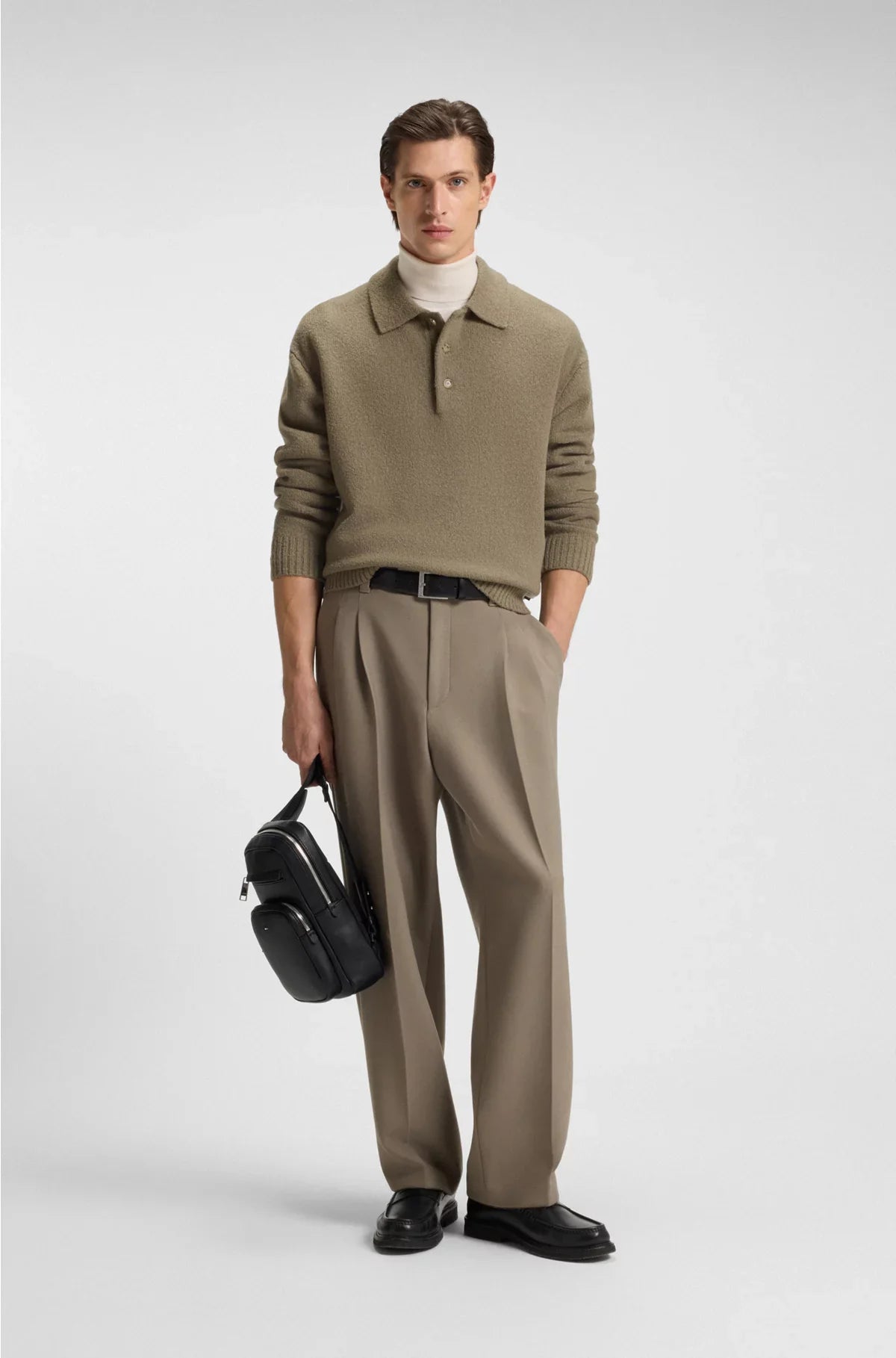 VIRGIN-WOOL SWEATER WITH POLO COLLAR