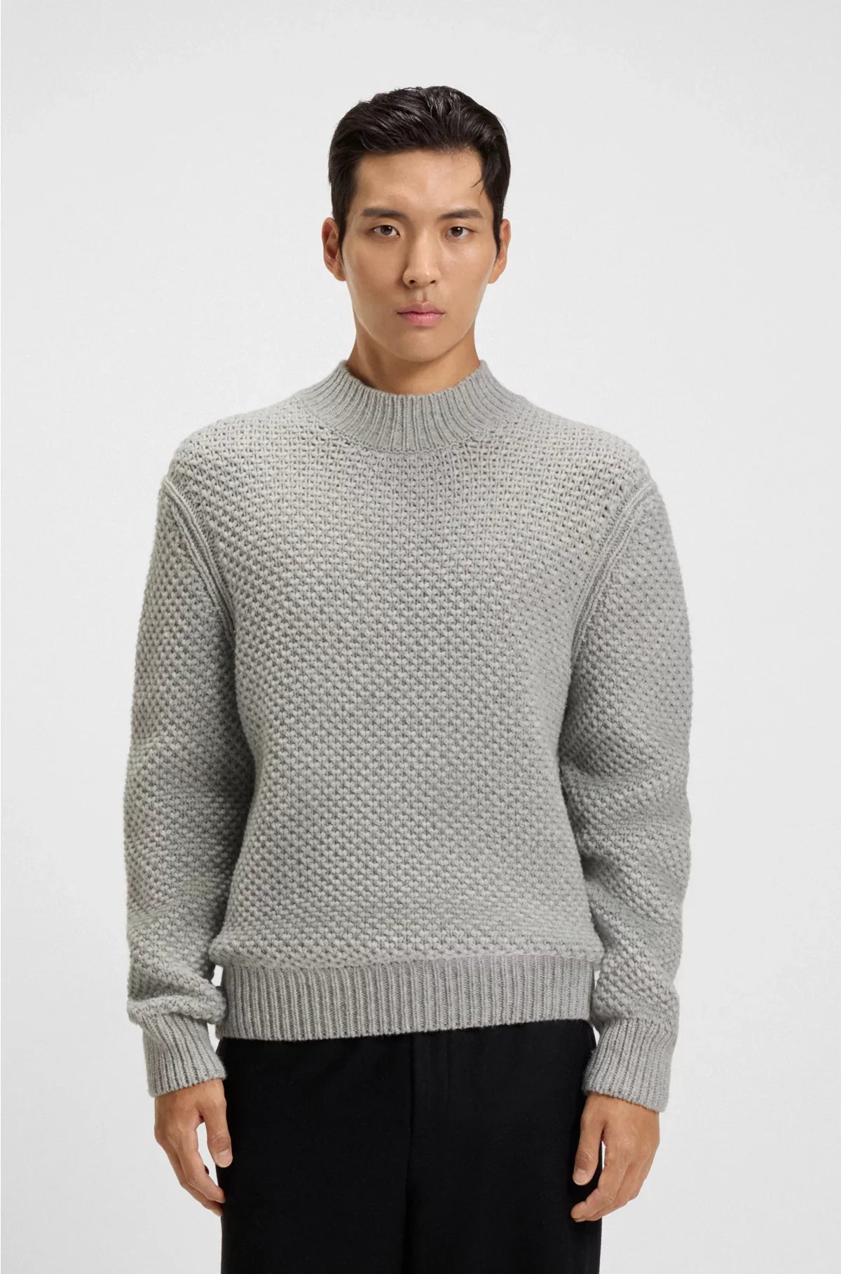 VIRGIN-WOOL SWEATER WITH STRUCTURED KNIT