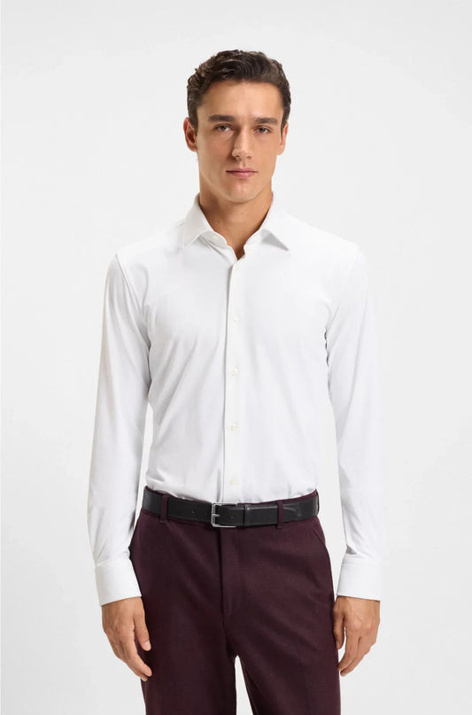 CAMICIA SLIM-FIT IN FLANELLA SPALMATA ELASTICIZZATA