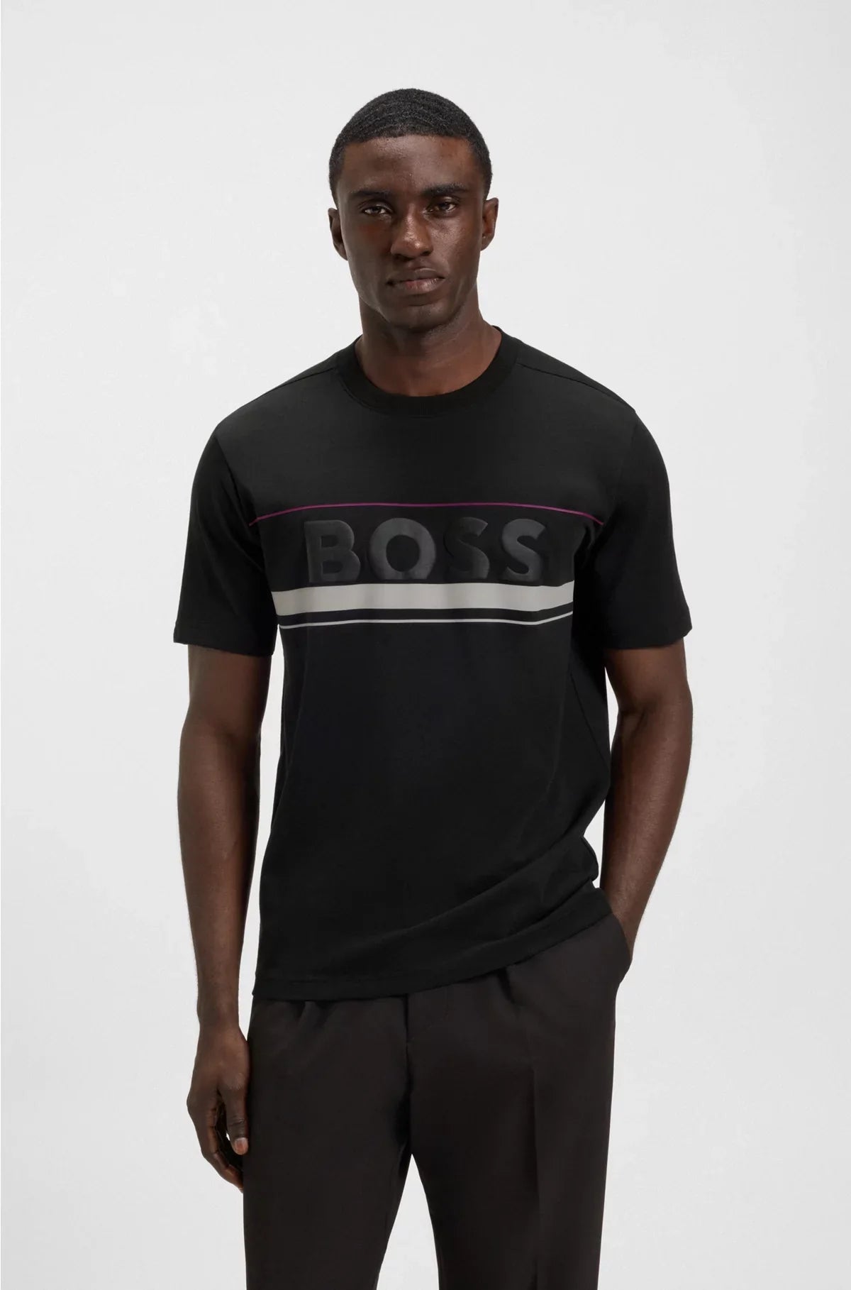 T-SHIRT IN COTONE-JERSEY A RIGHE CON LOGO