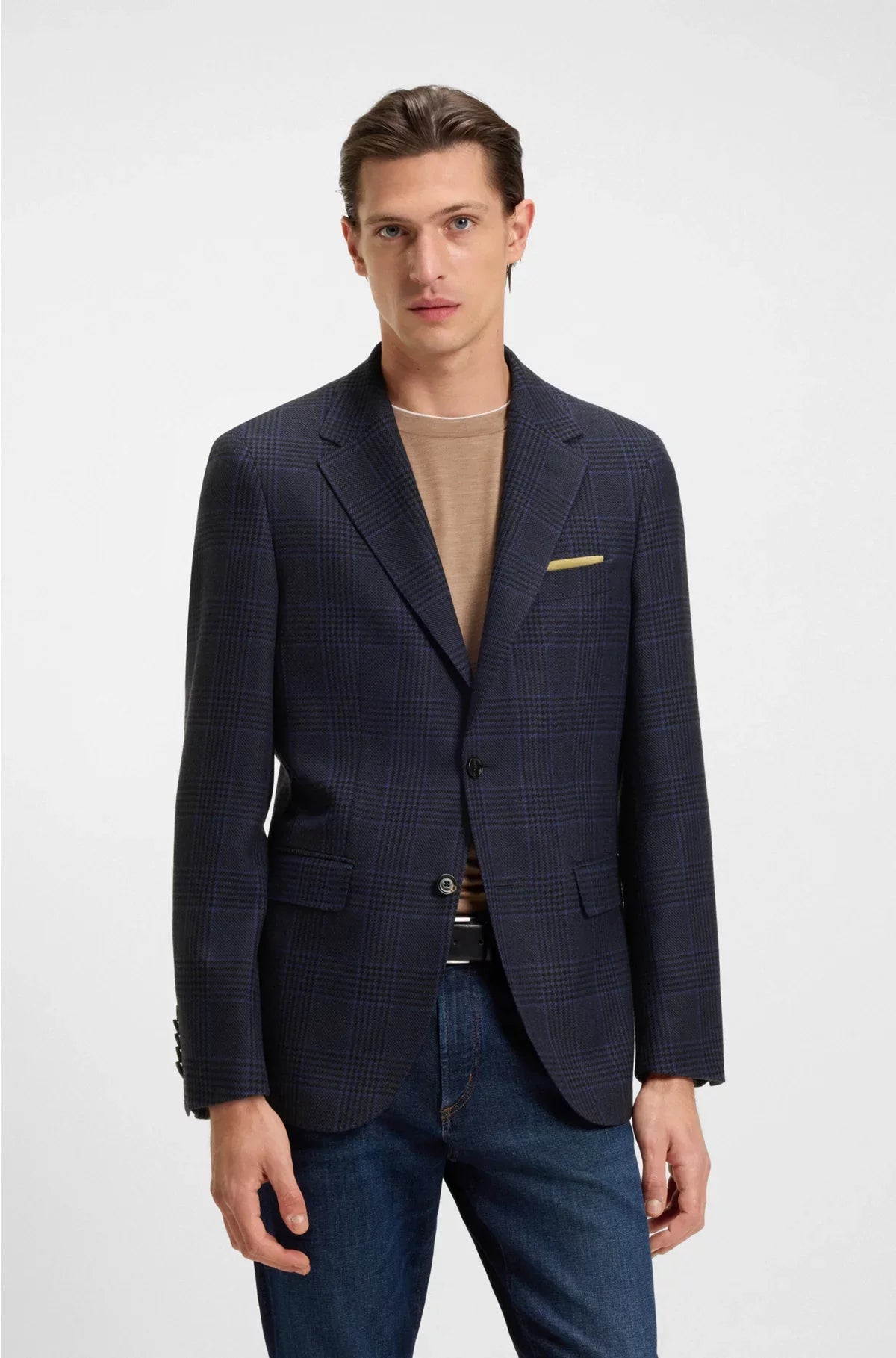 BLAZER REGULAR FIT IN LANA E CASHMERE A QUADRI