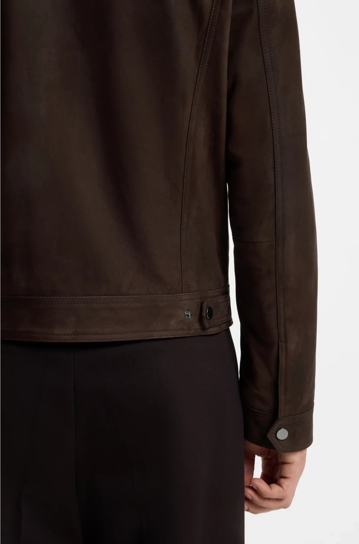 LEATHER JACKET WITH FUR COLLAR