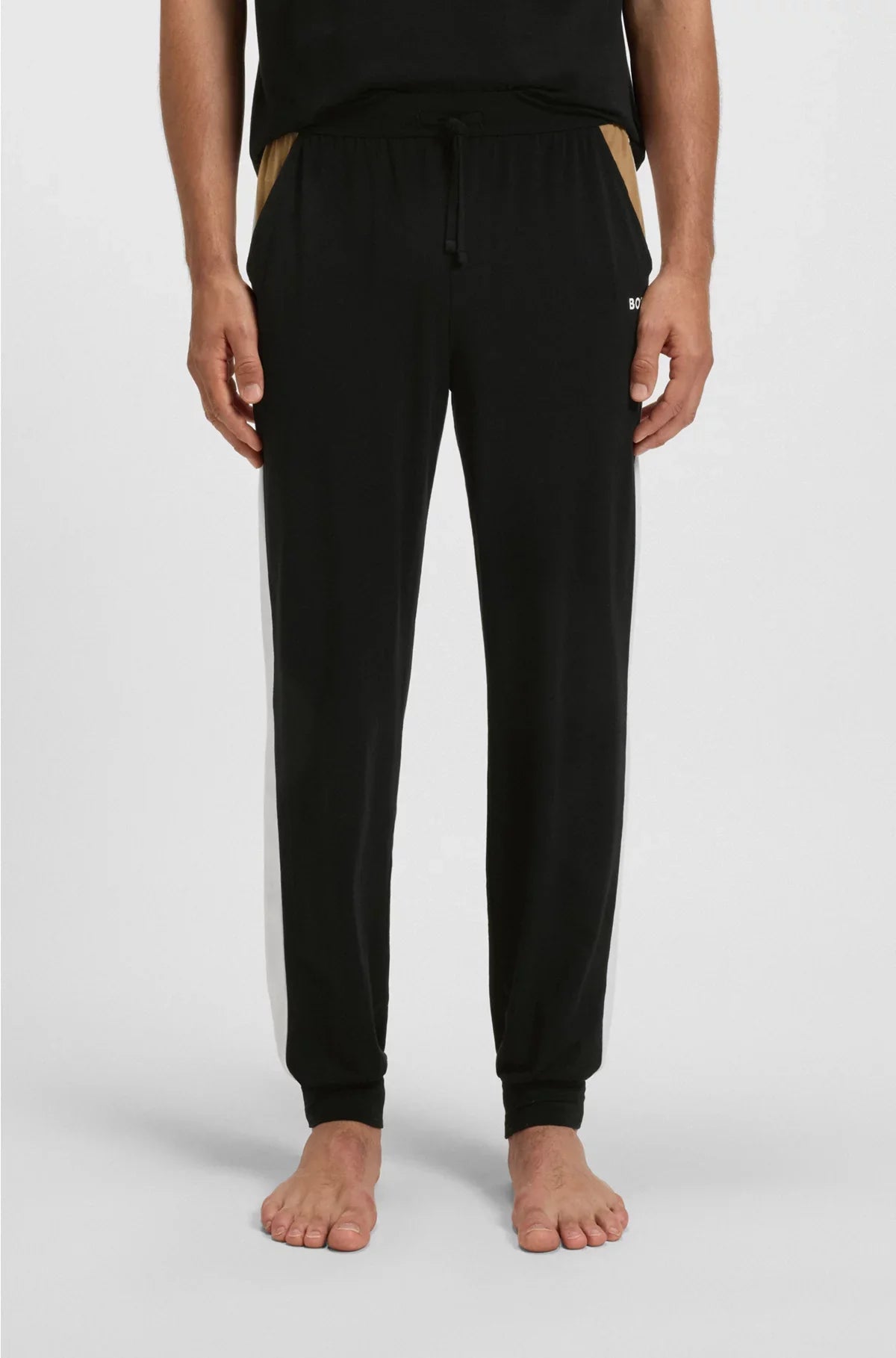 COTTON-BLEND PYJAMA BOTTOMS WITH CONTRAST PANELS