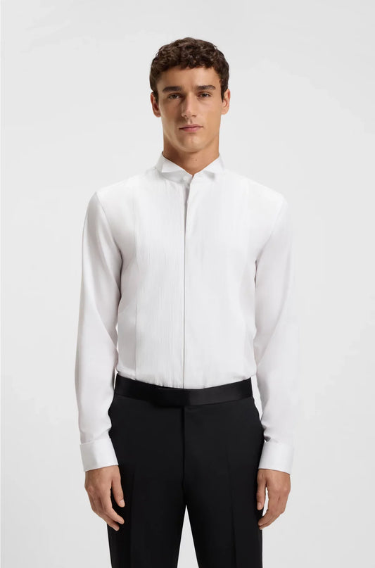 CAMICIA SLIM-FIT IN RASO DI COTONE FACILE DA STIRARE