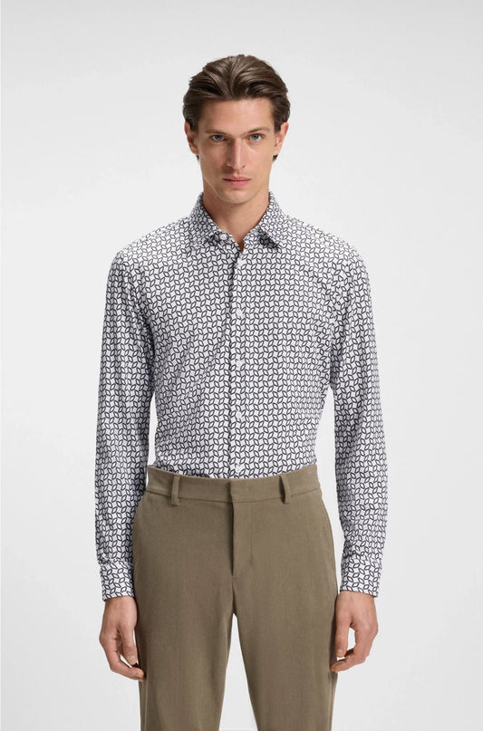 CAMICIA SLIM-FIT IN MISTO COTONE STAMPATO