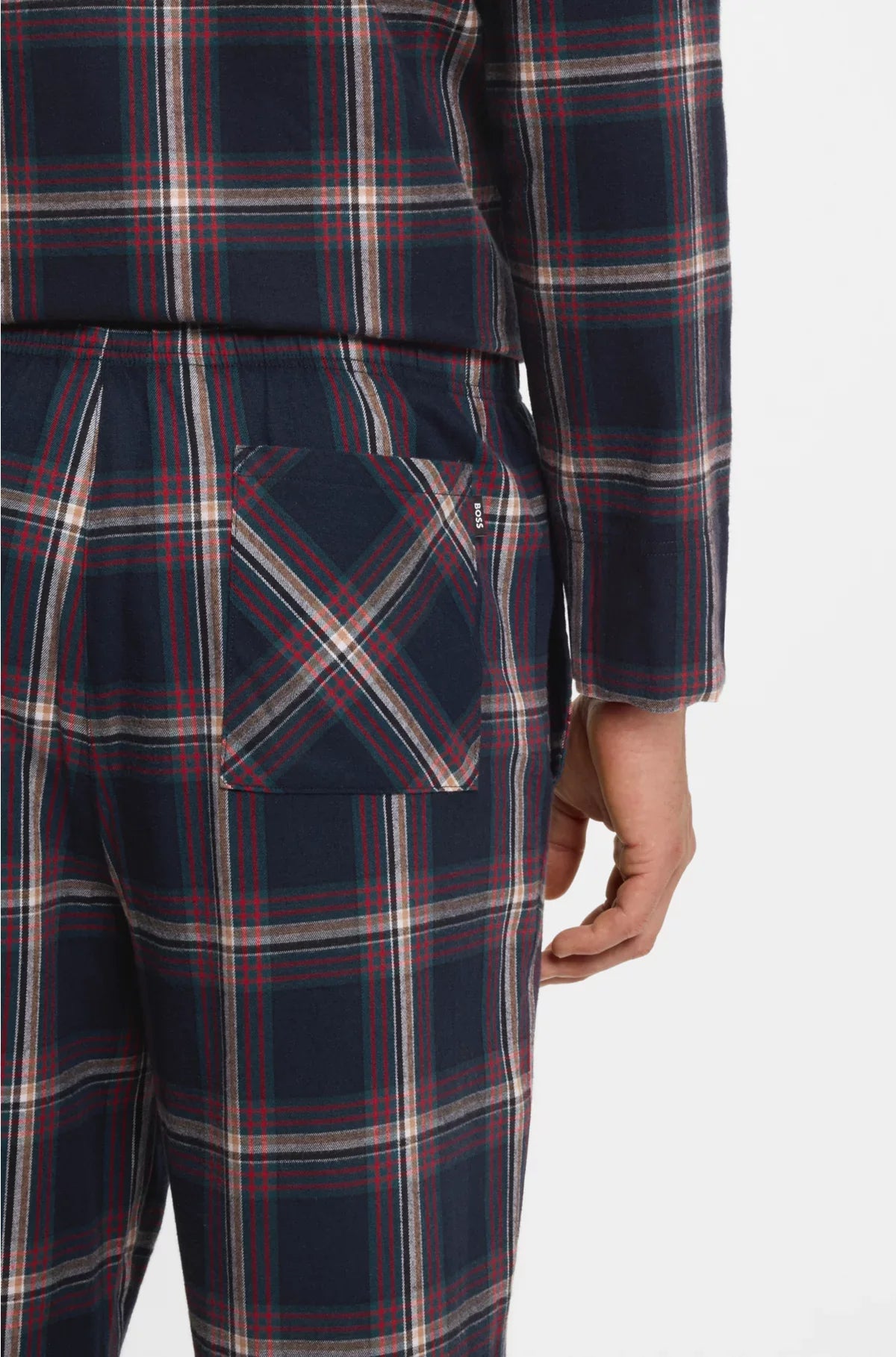 COTTON-BLEND PYJAMA BOTTOMS WITH PLAIN CHECK