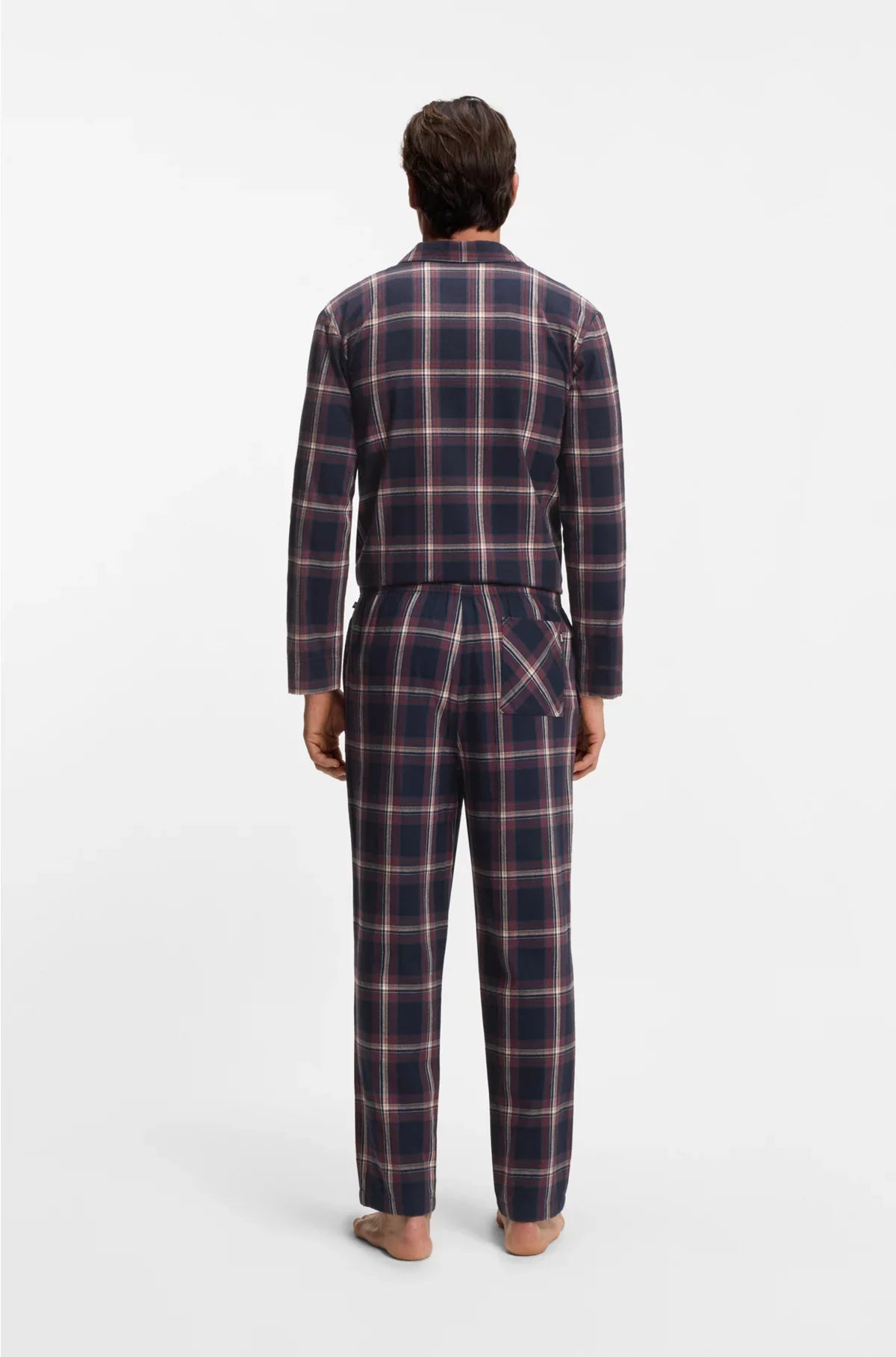 COTTON-BLEND PYJAMA BOTTOMS WITH PLAIN CHECK