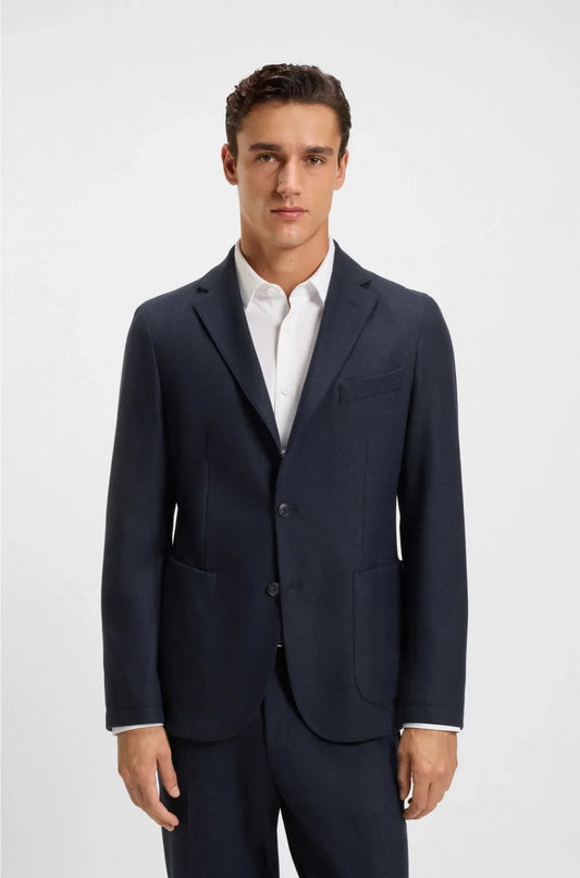 BLAZER SLIM FIT IN FLANELLA SPALMATO STRETCH