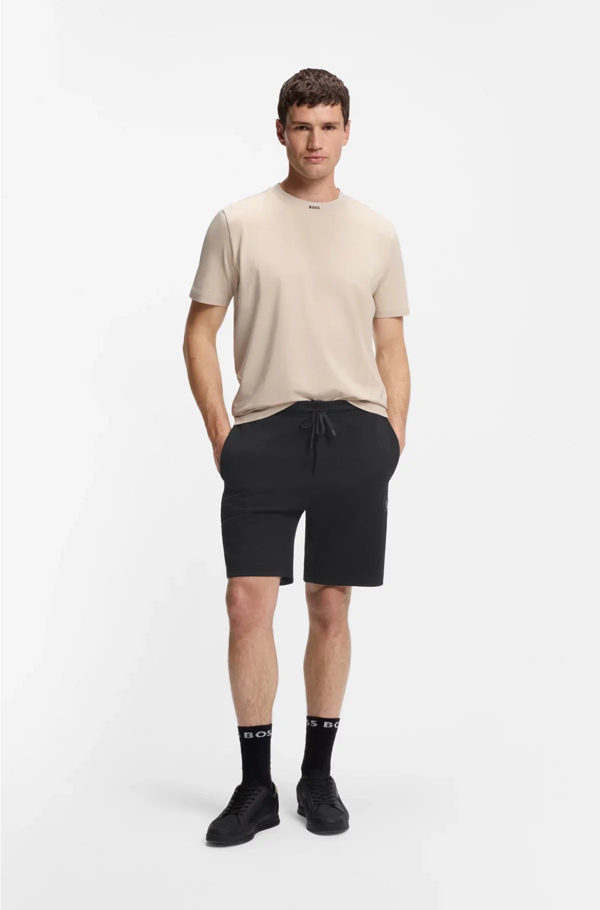 COTTON-BLEND SHORTS WITH DOUBLE B MONOGRAM
