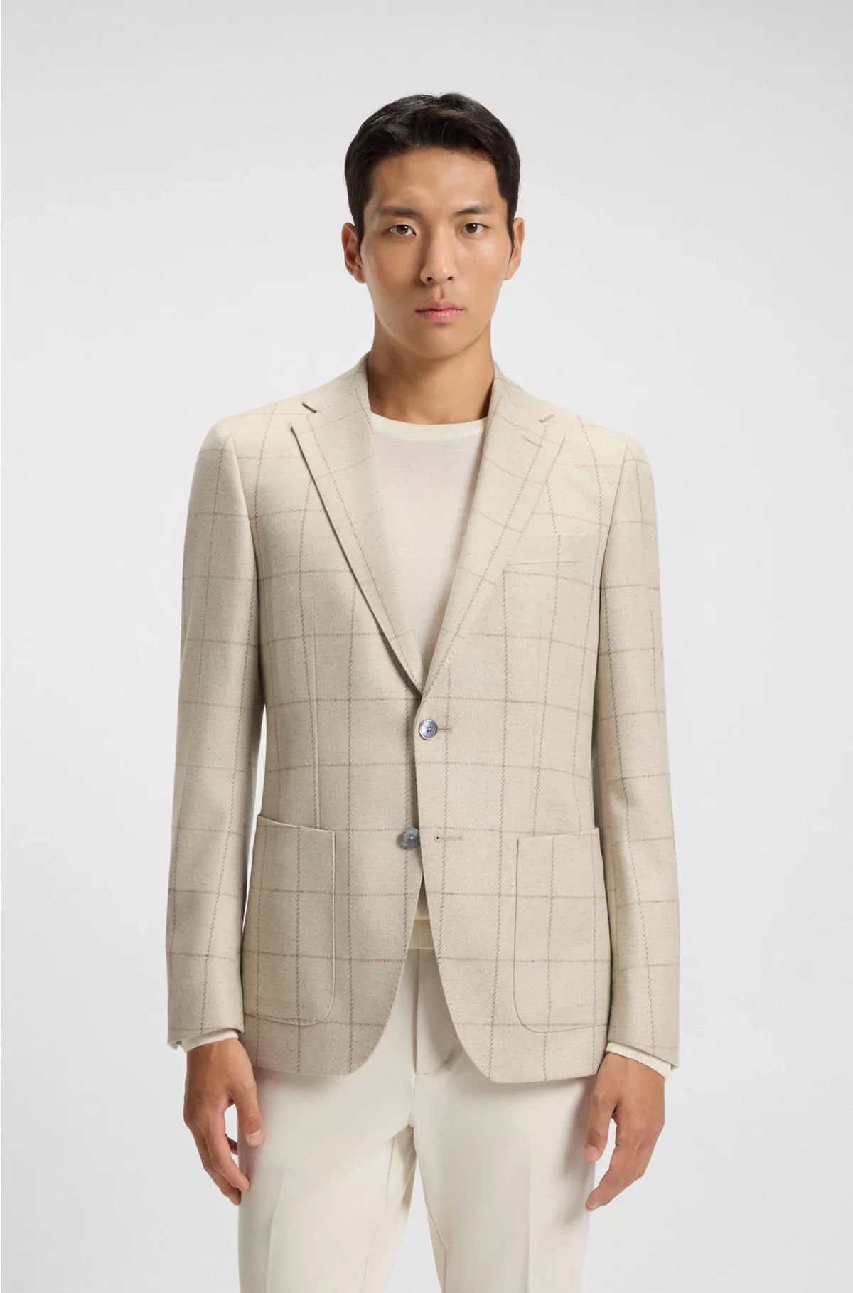 REGULAR-FIT JACKET IN A CHECKED WOOL BLEND