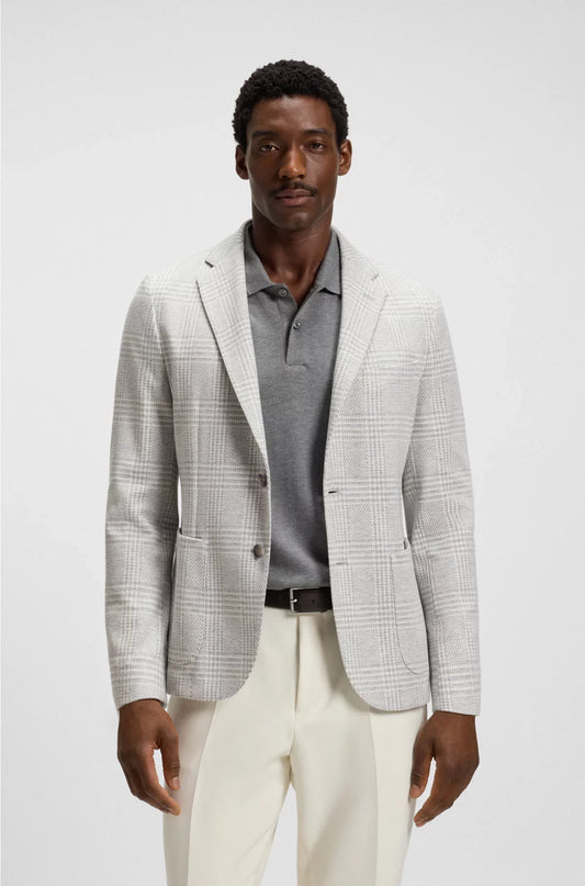 BLAZER SLIM-FIT IN TESSUTO STRETCH A QUADRI