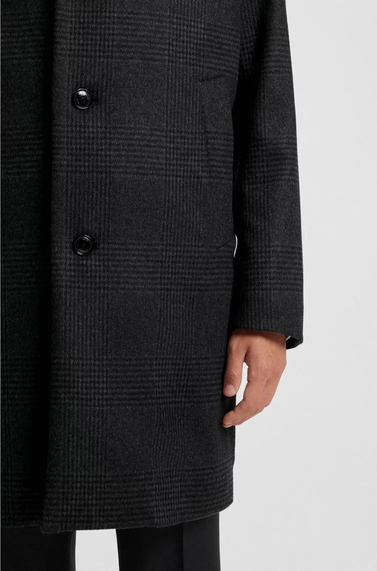 RELAXED-FIT COAT IN CHECKED WOOL AND CASHMERE