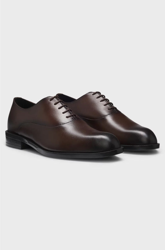 OXFORD SHOES IN LEATHER WITH HEEL LOGO