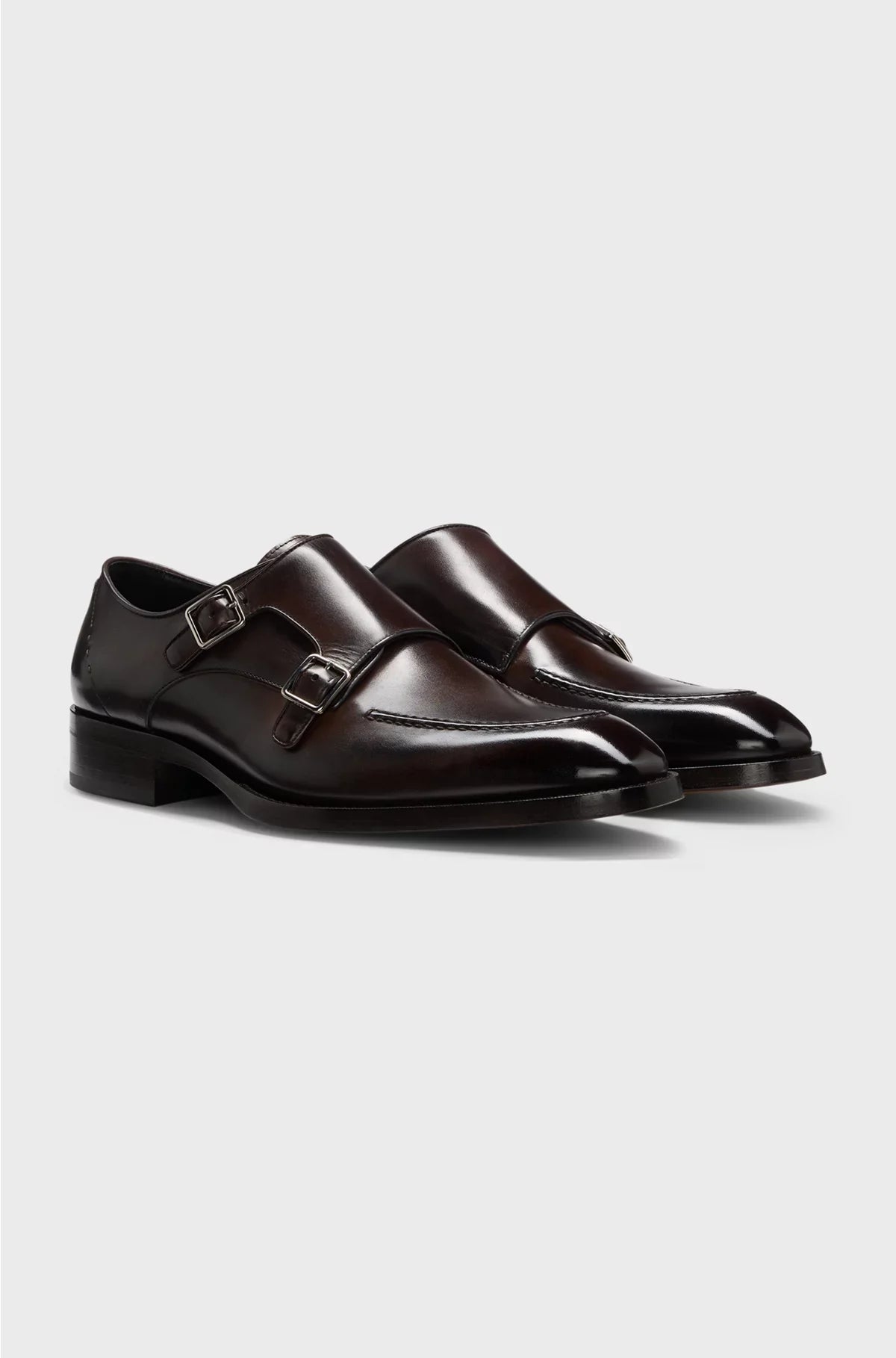 LEATHER MONK SHOES WITH DOUBLE STRAP