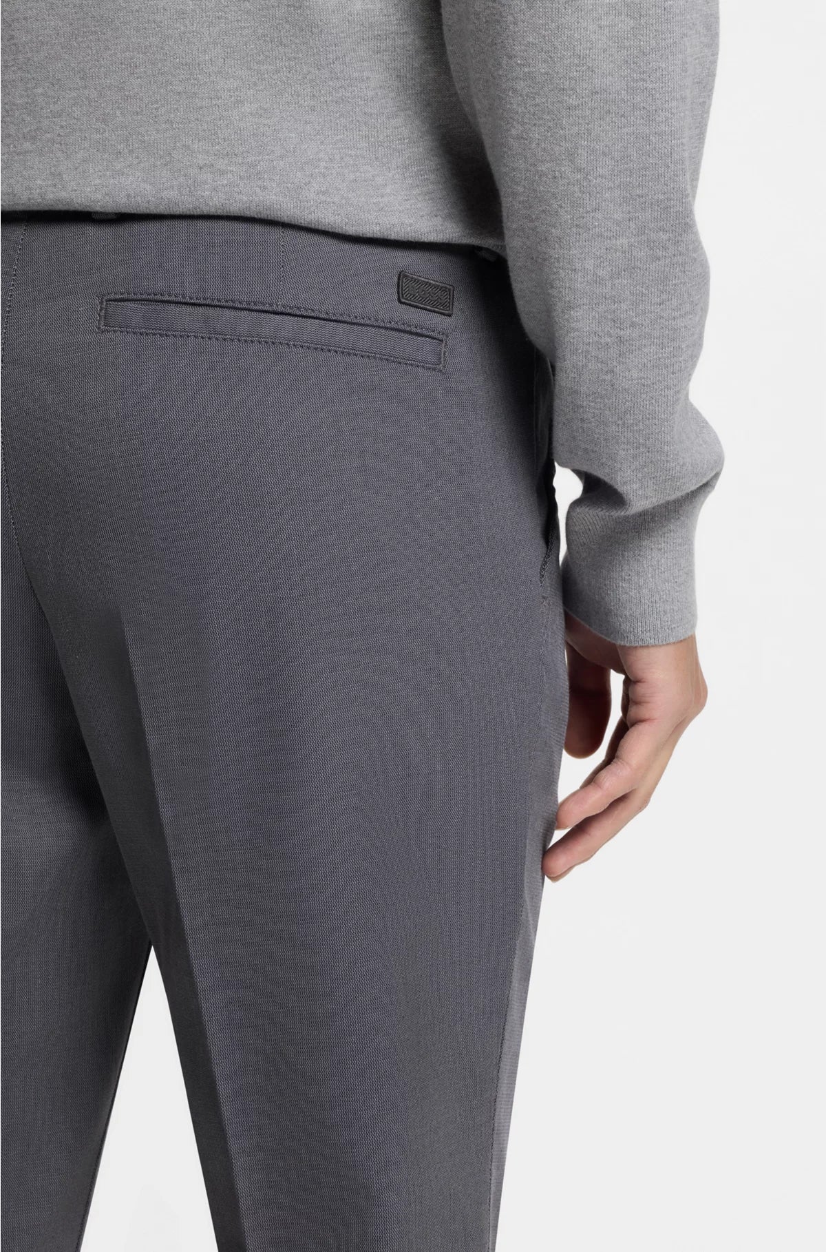 SLIM-FIT TROUSERS IN STRETCH-COTTON DOBBY