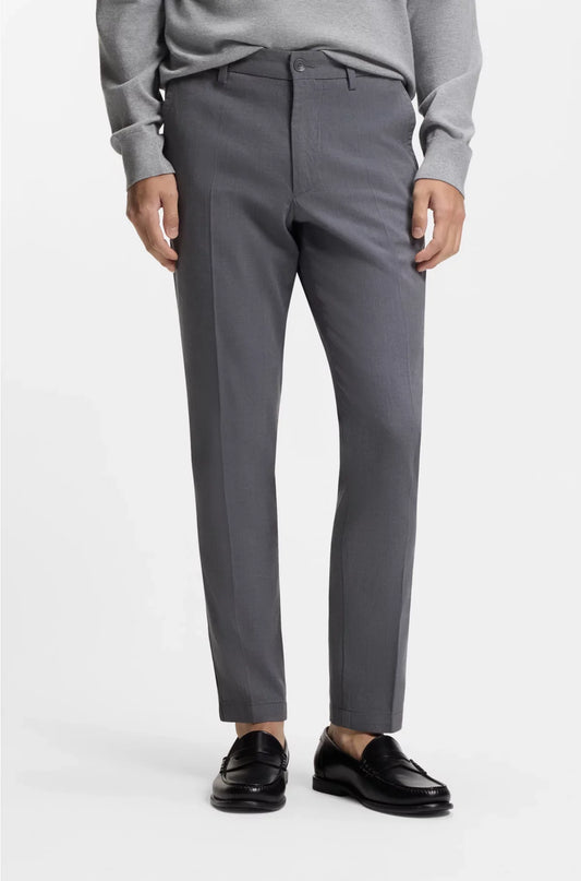 PANTALONI SLIM FIT IN DOBBY DI COTONE ELASTICIZZATO
