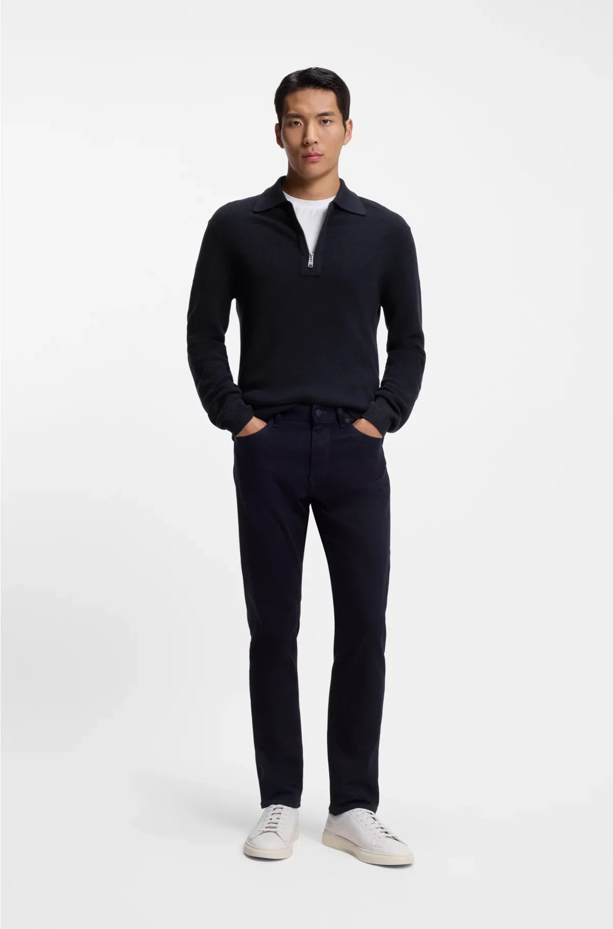 VIRGIN-WOOL SWEATER WITH ZIP COLLAR