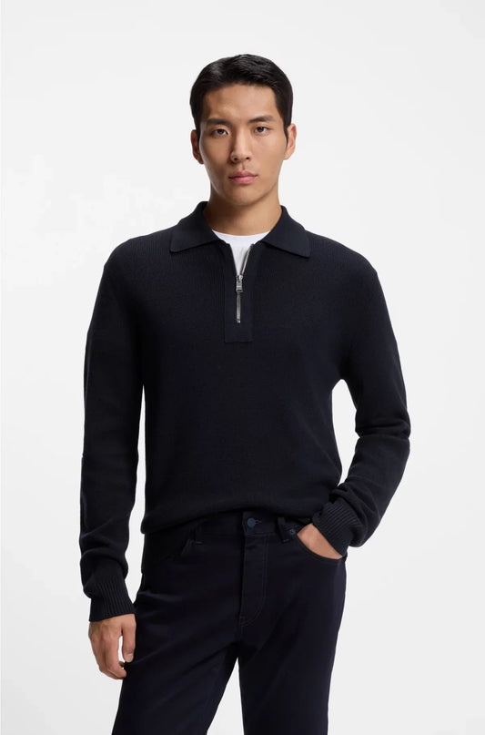 VIRGIN-WOOL SWEATER WITH ZIP COLLAR