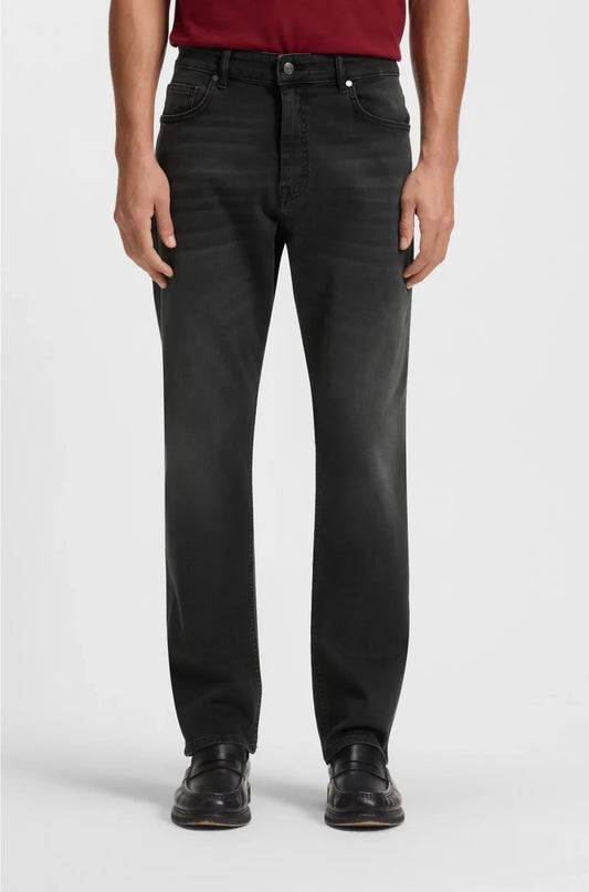 RELAXED-FIT JEANS IN BLACK STRETCH DENIM