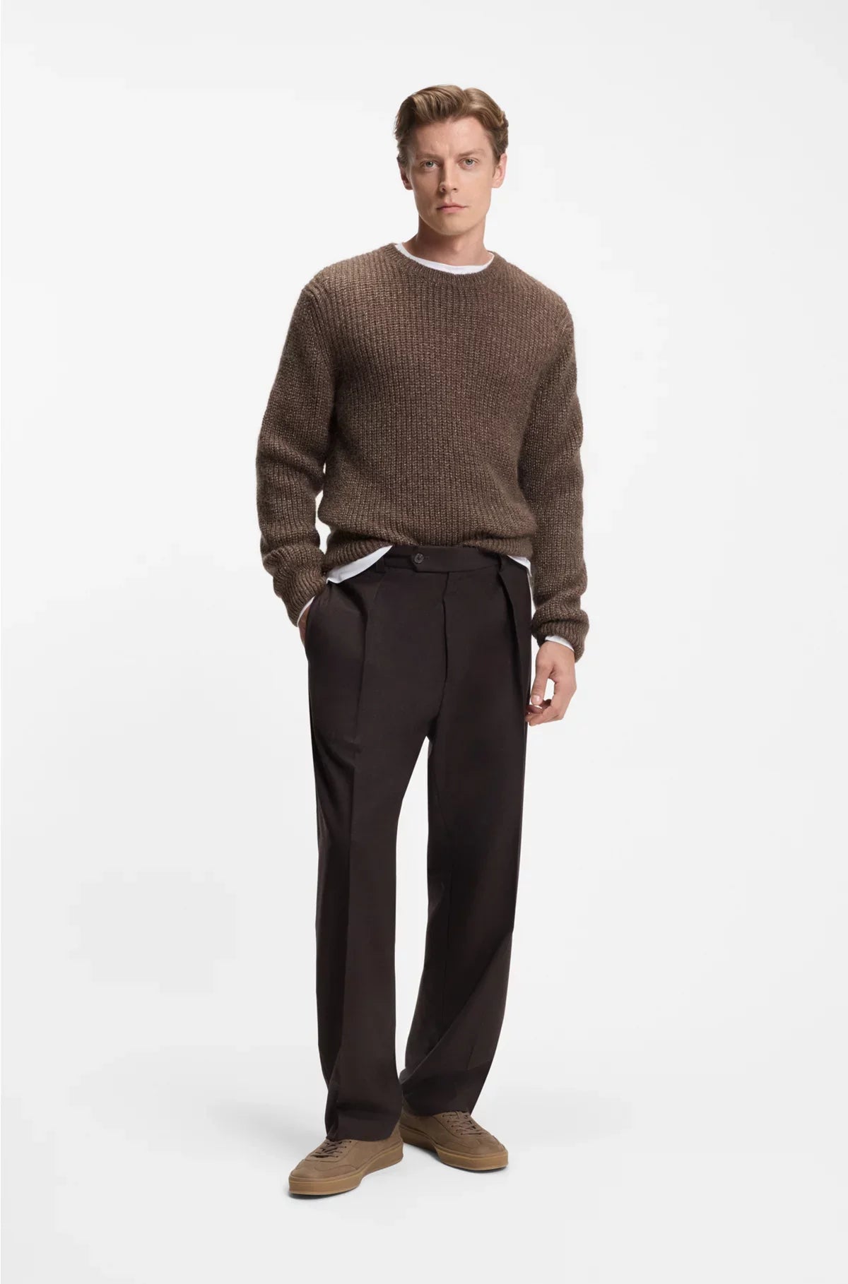 KNITTED SWEATER WITH MOULINE RIB