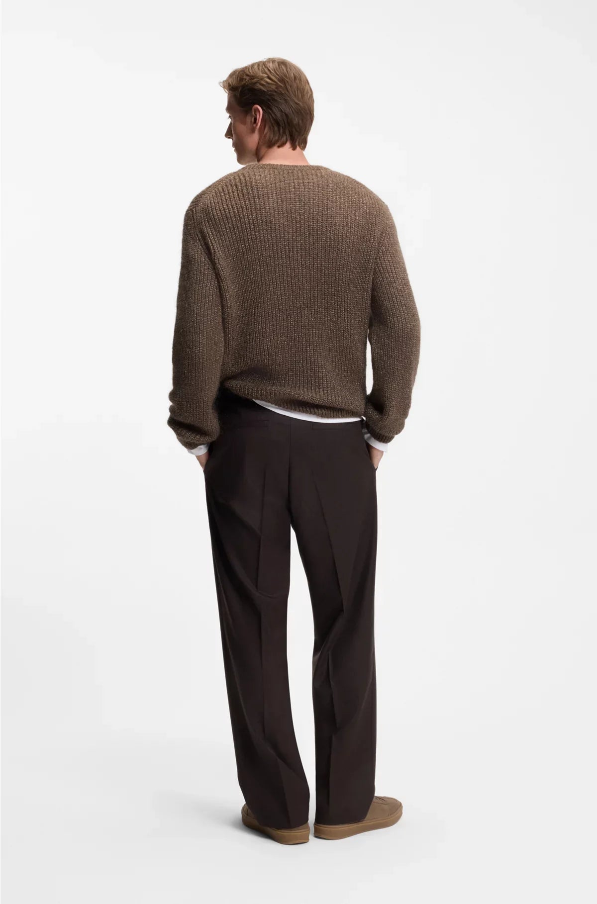 KNITTED SWEATER WITH MOULINE RIB