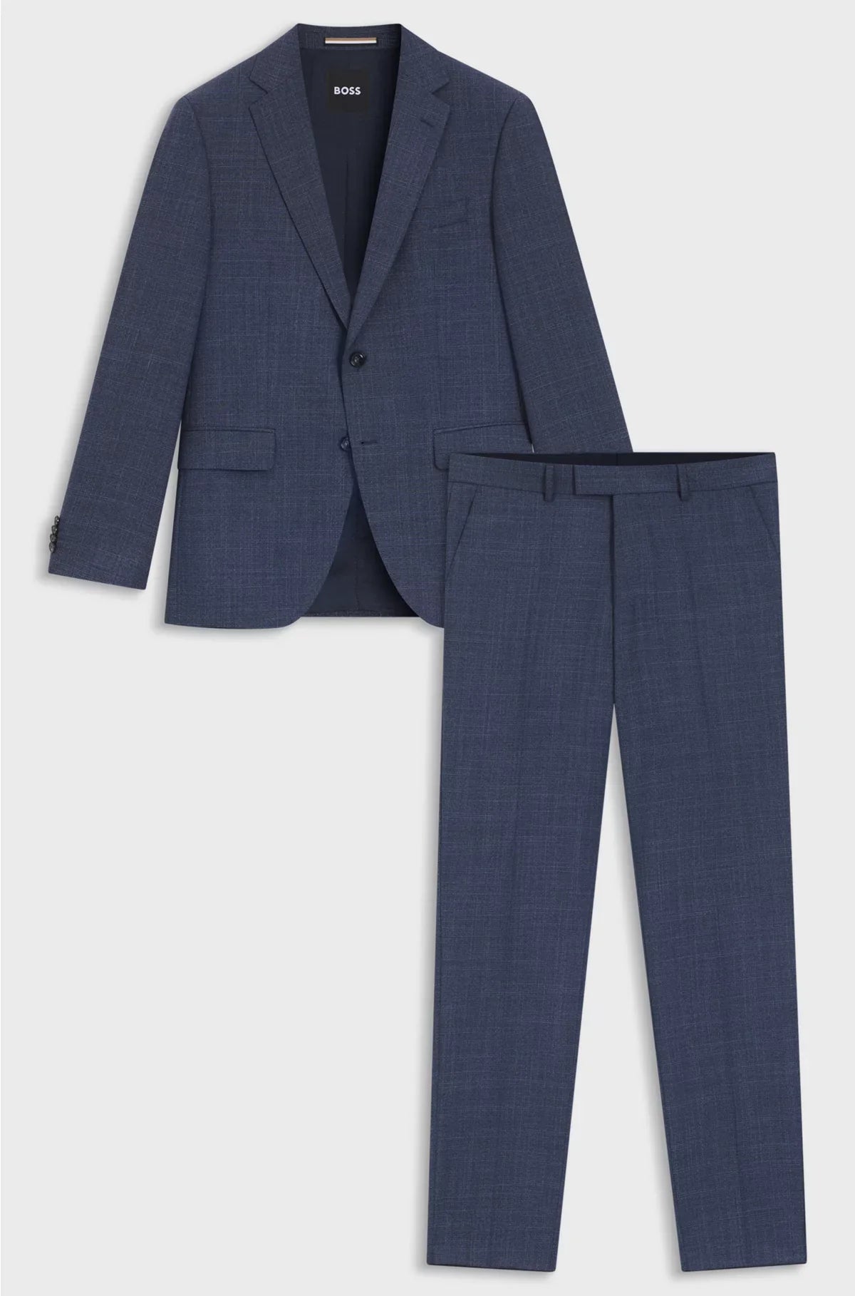 TWO-PIECE REGULAR-FIT SUIT IN PATTERNED STRETCH CLOTH