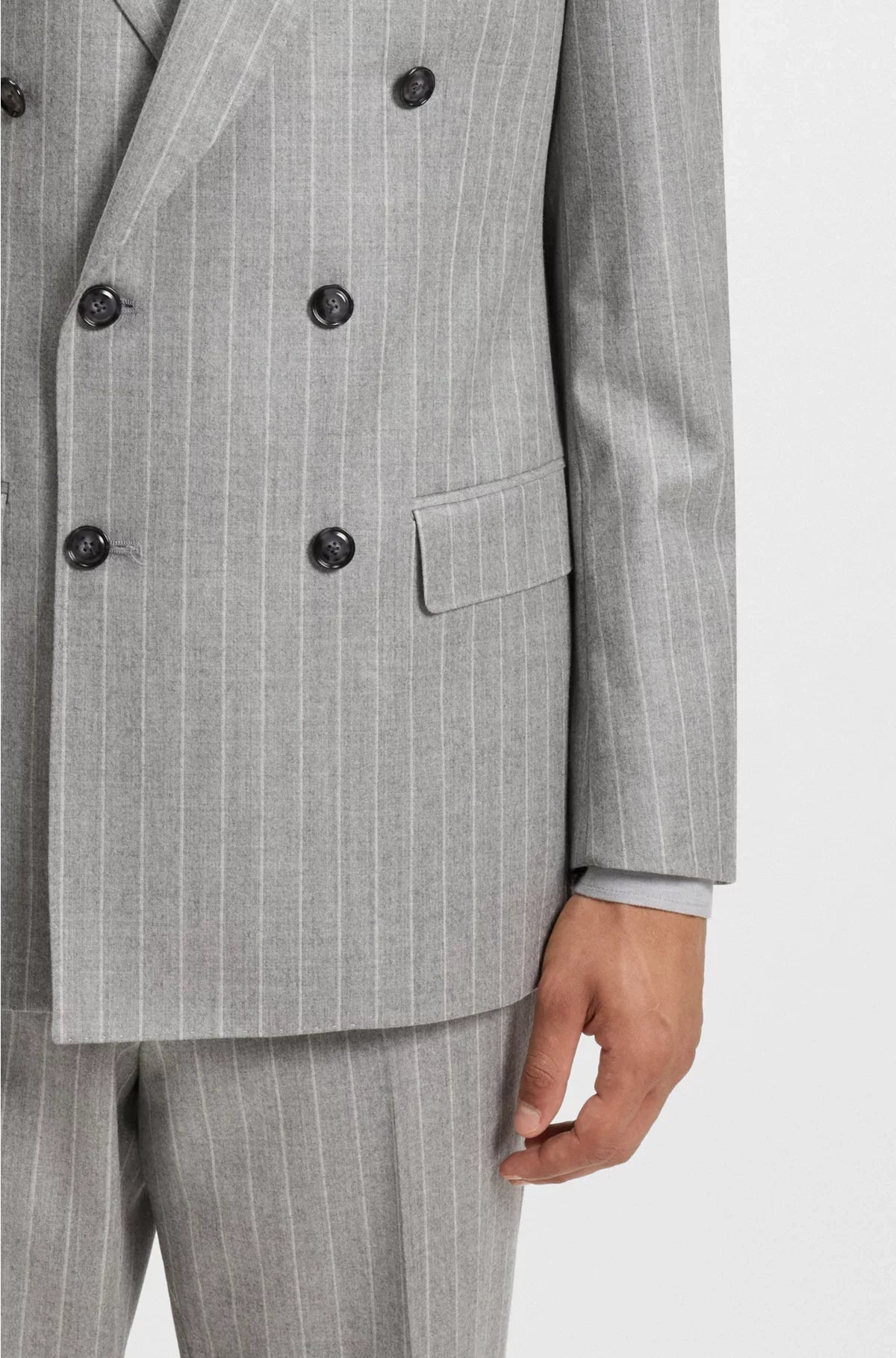 DOUBLE-BREASTED SUIT JACKET IN STRIPED VIRGIN WOOL