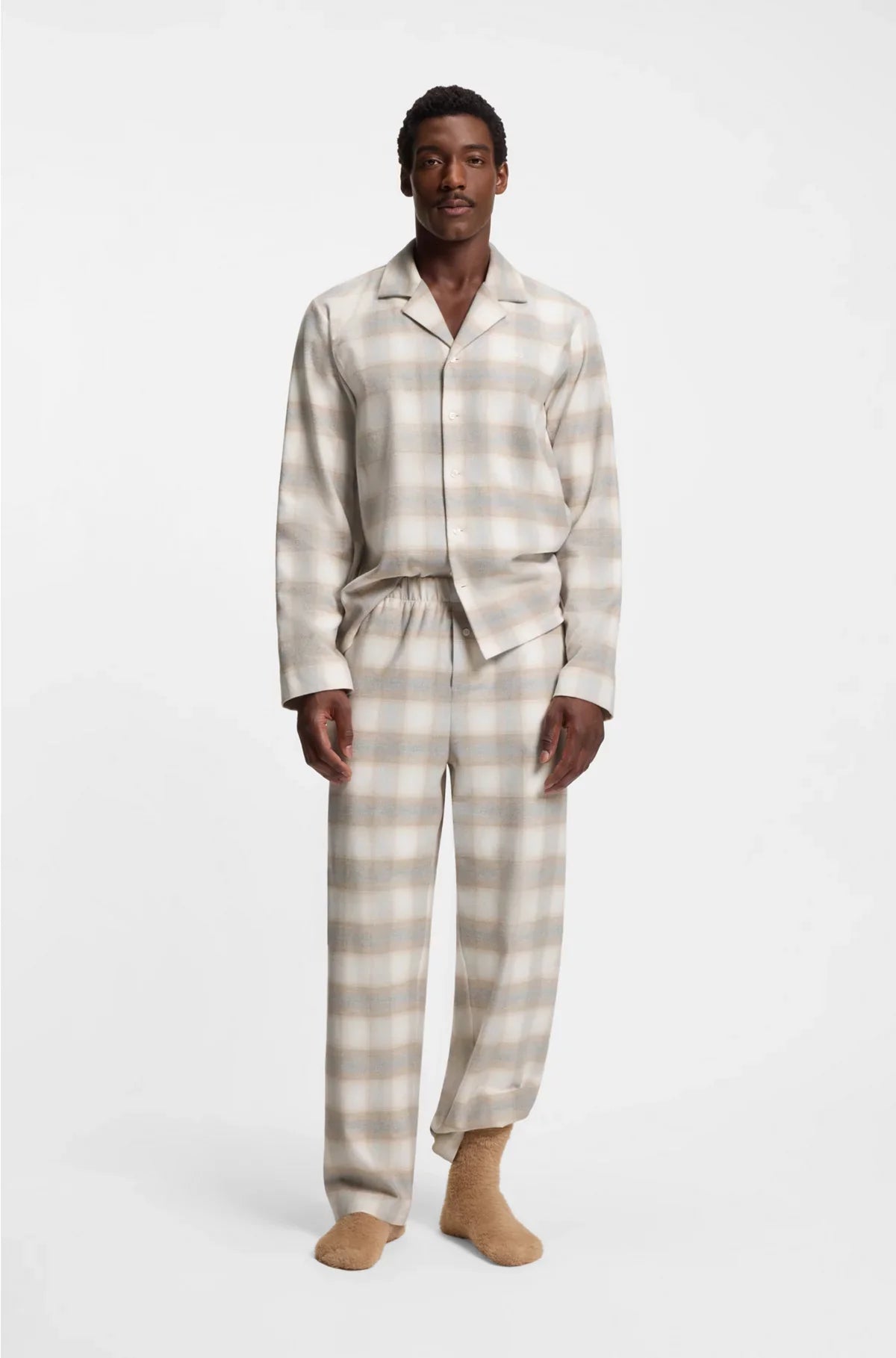 COTTON-FLANNEL PYJAMA SET WITH VICHY CHECK