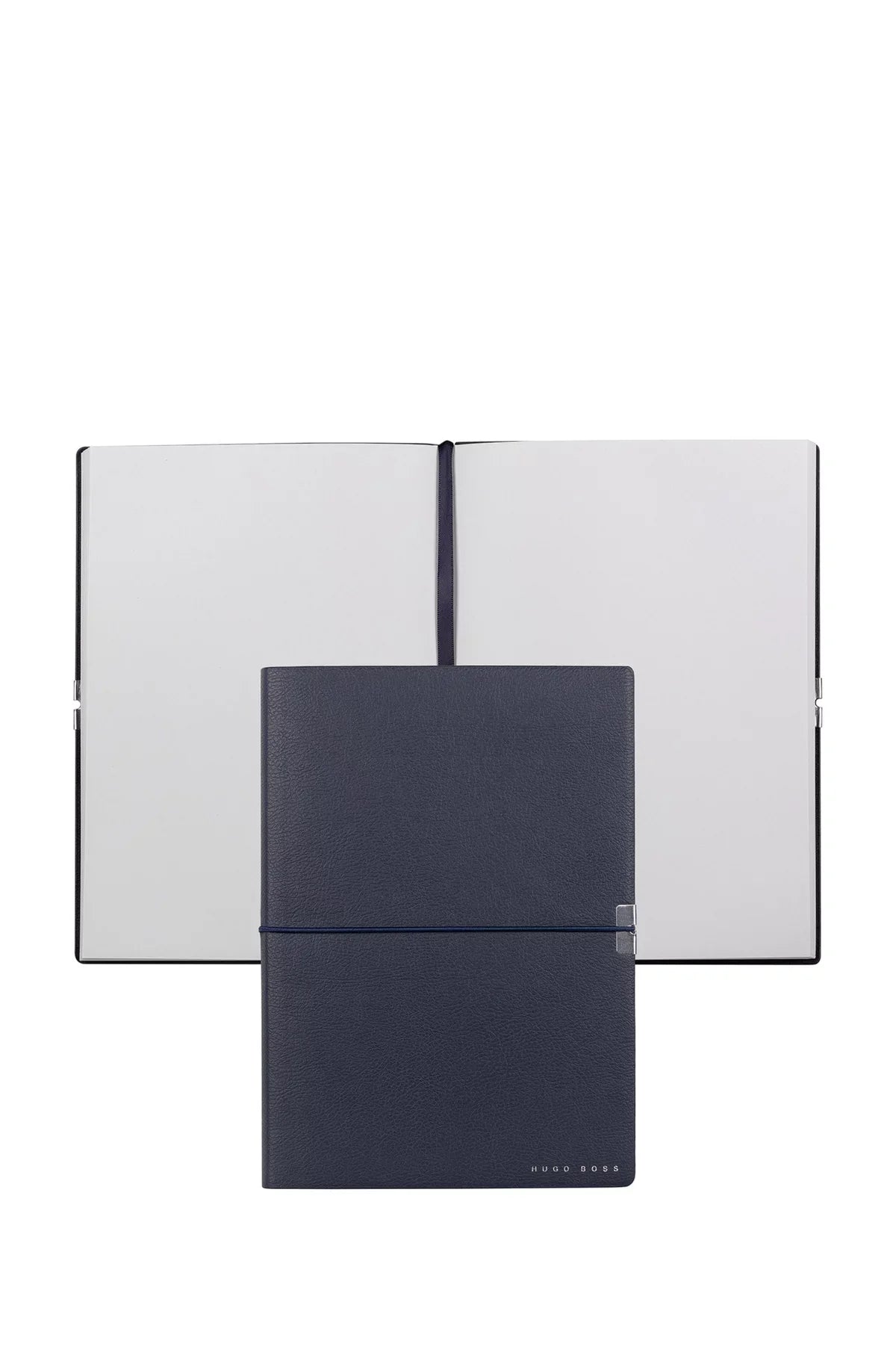 A5 NAVY FAUX-LEATHER NOTEPAD