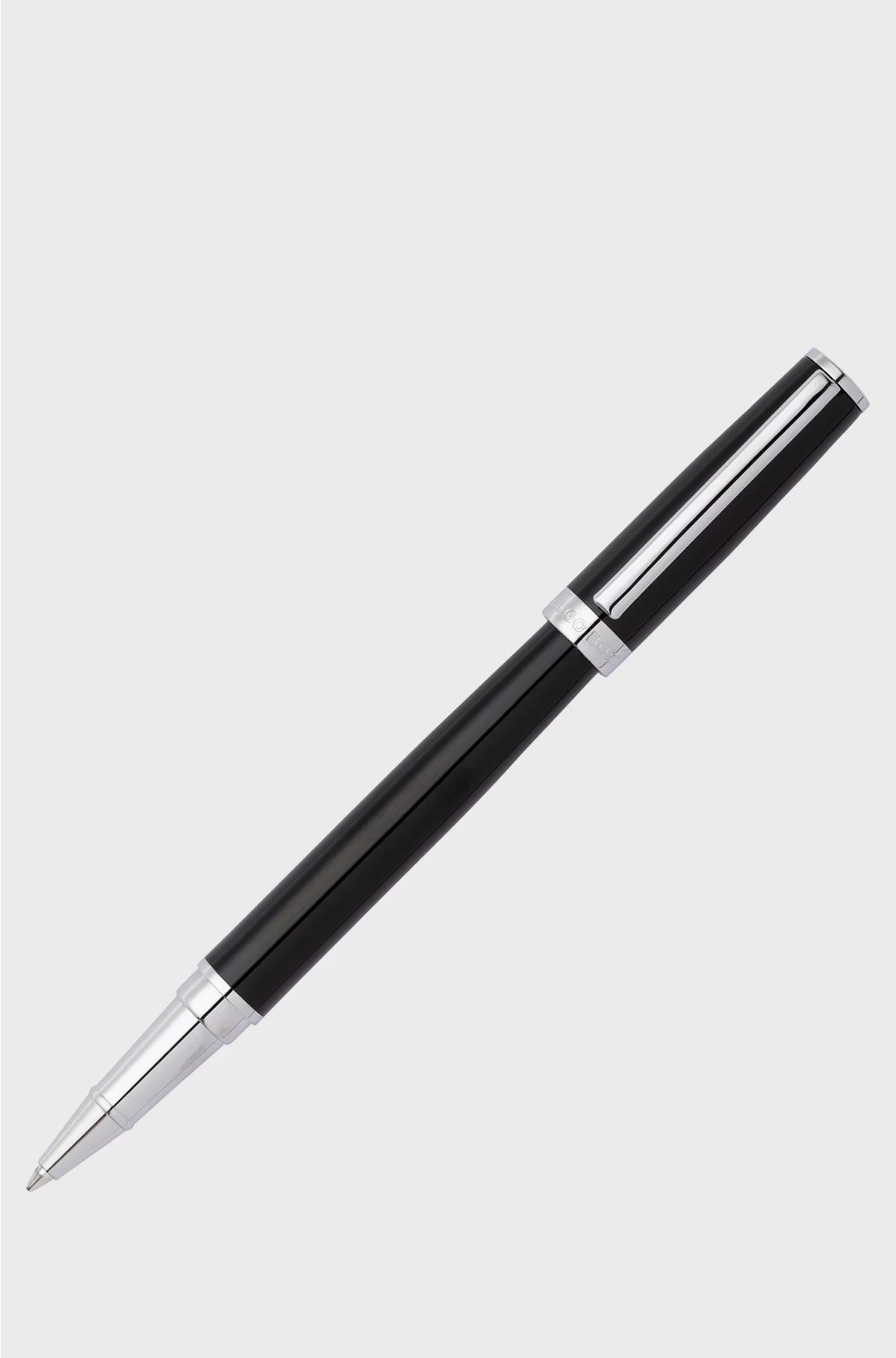GLOSSY-BLACK LACQUER ROLLERBALL PEN WITH LOGO RING