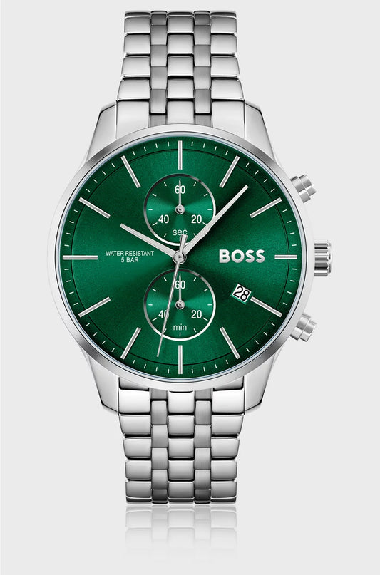 CRONOGRAFO CON BRACCIALE A MAGLIE E QUADRANTE VERDE